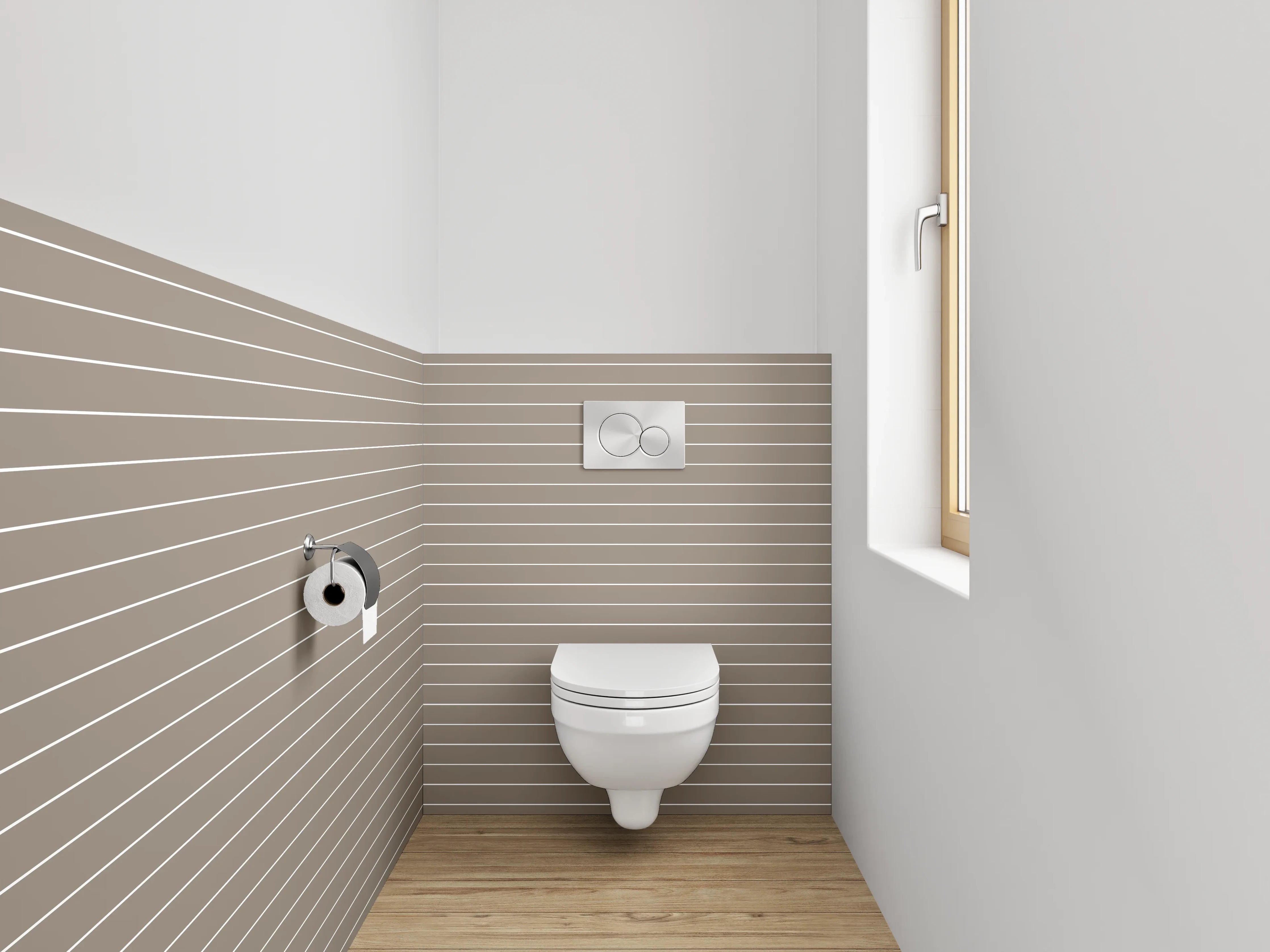 WC-Rückwand - Streifen Muster Beige Grau Modern