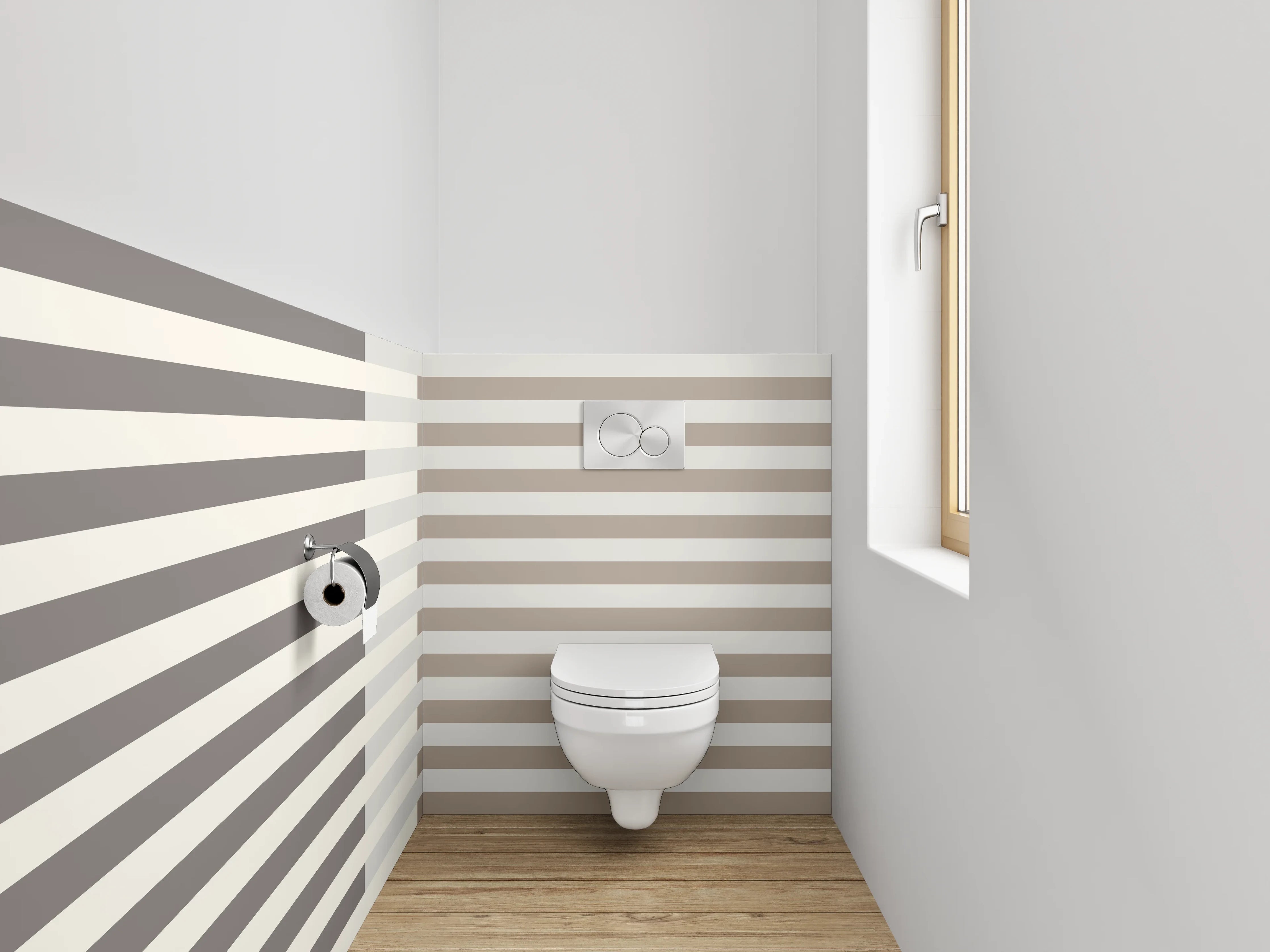 WC-Rückwand - Streifenmuster Beige Grau Weiß
