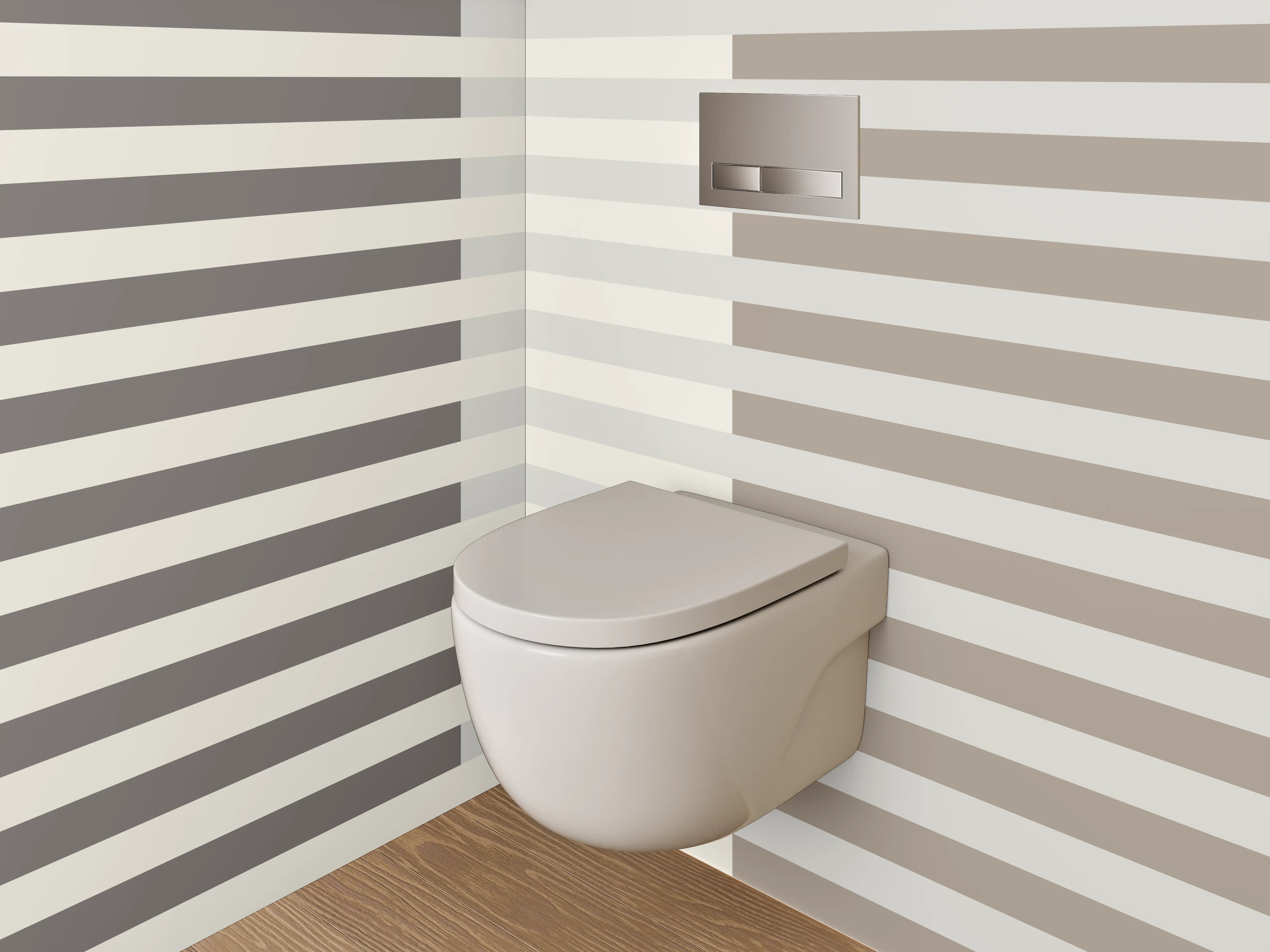 WC-Rückwand - Streifenmuster Beige Grau Weiß