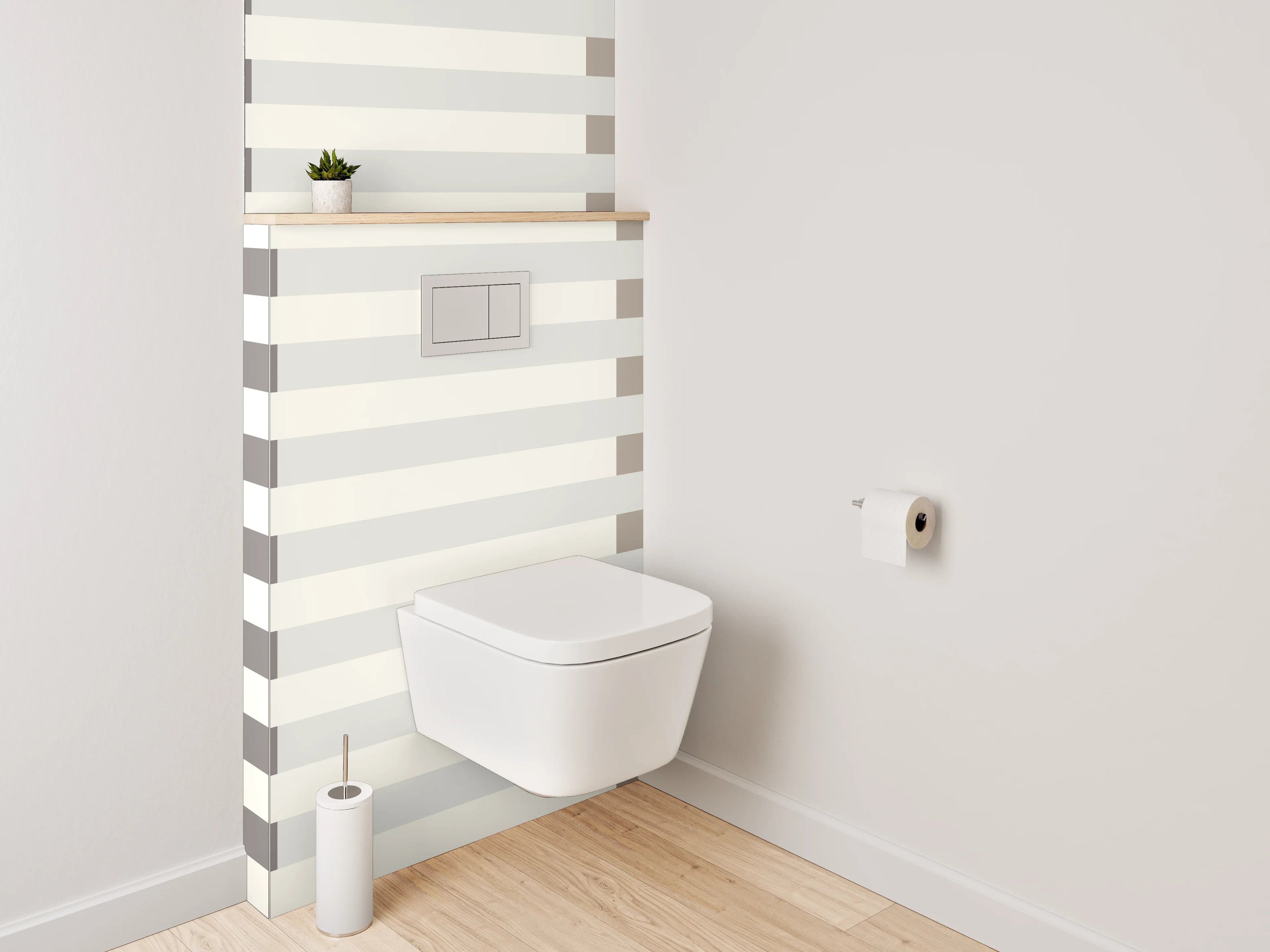 WC-Rückwand - Streifenmuster Beige Grau Weiß
