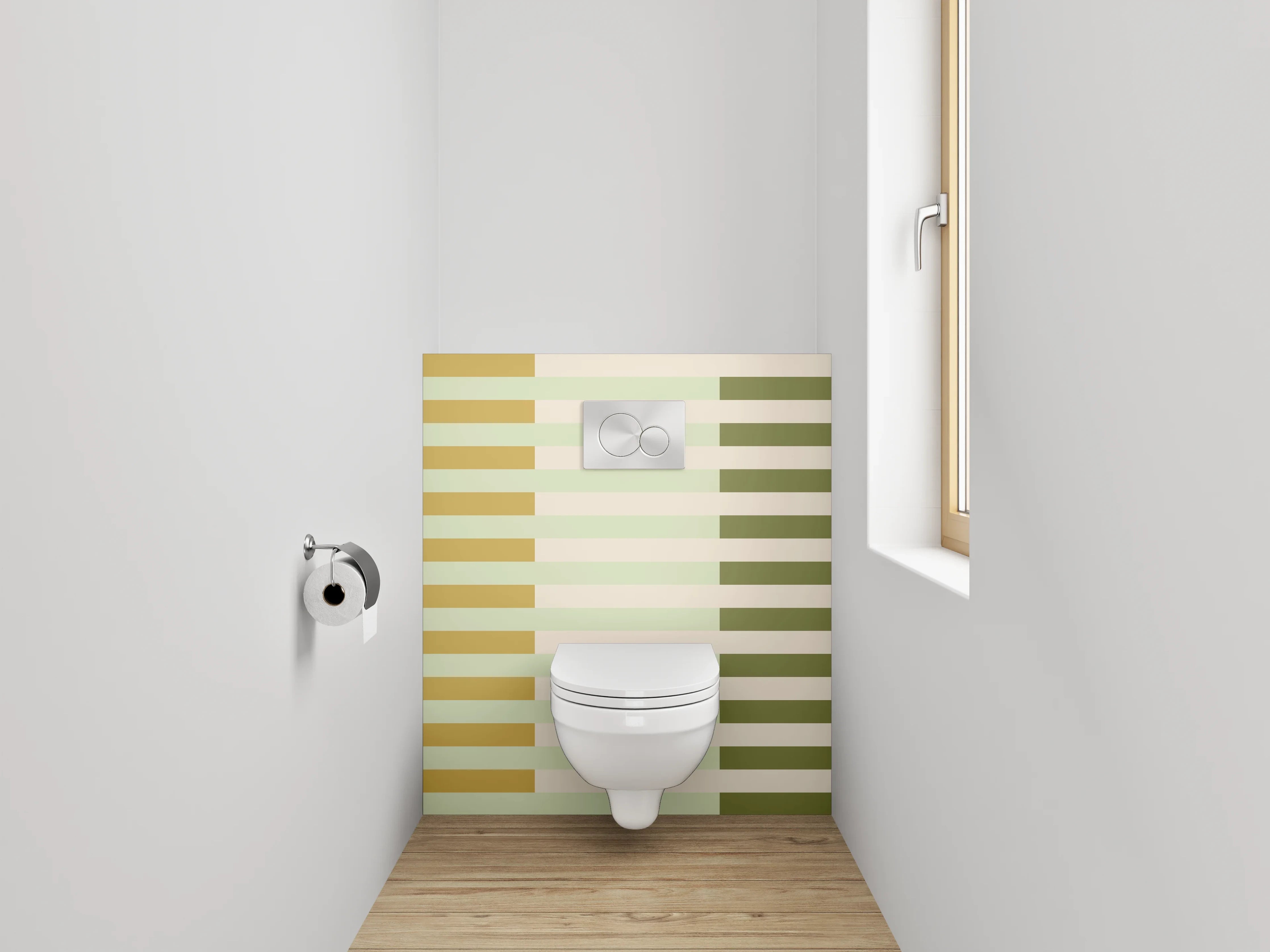 WC-Rückwand - Streifenmuster Beige Grün Modern