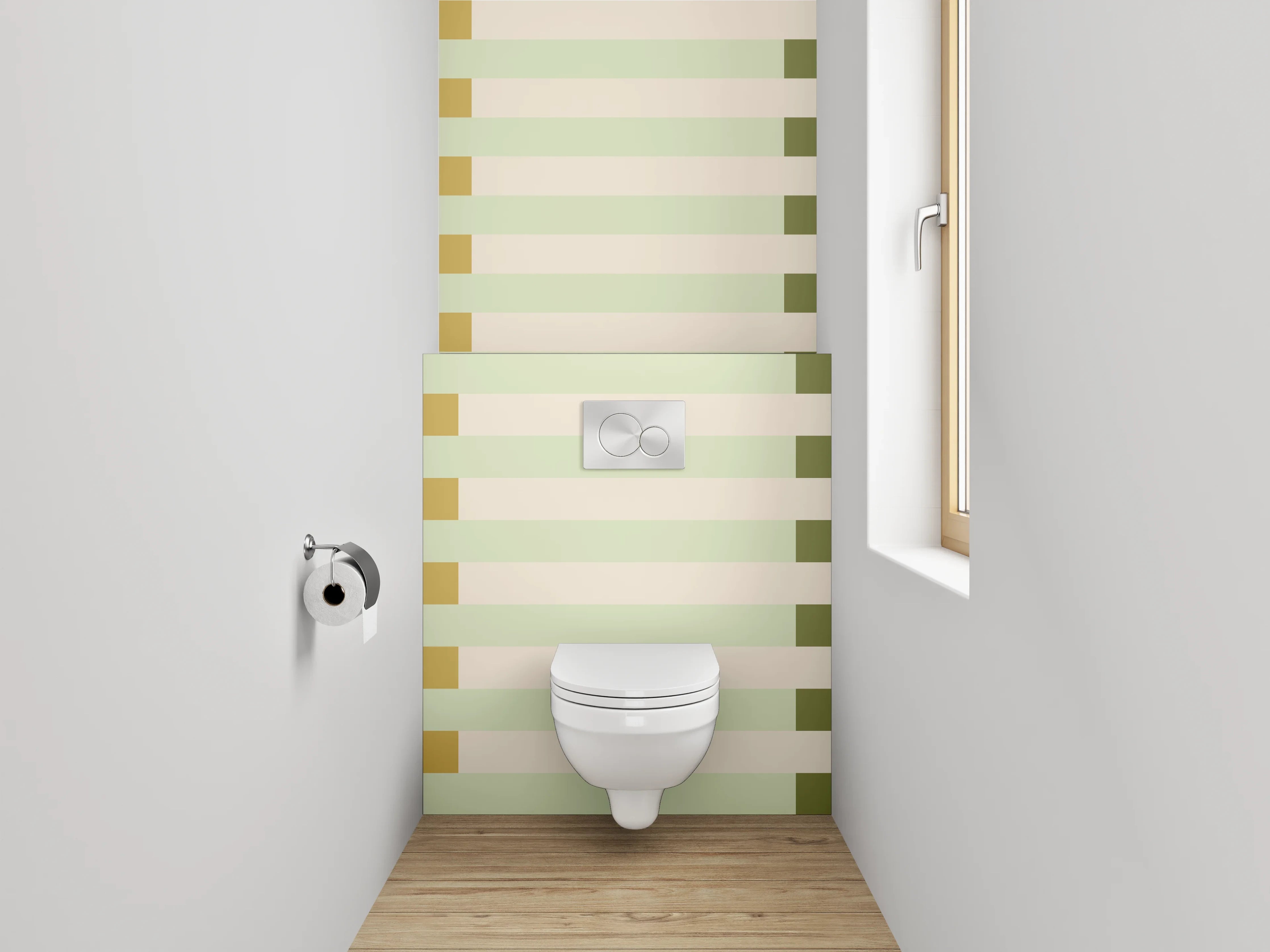 WC-Rückwand - Streifenmuster Beige Grün Modern