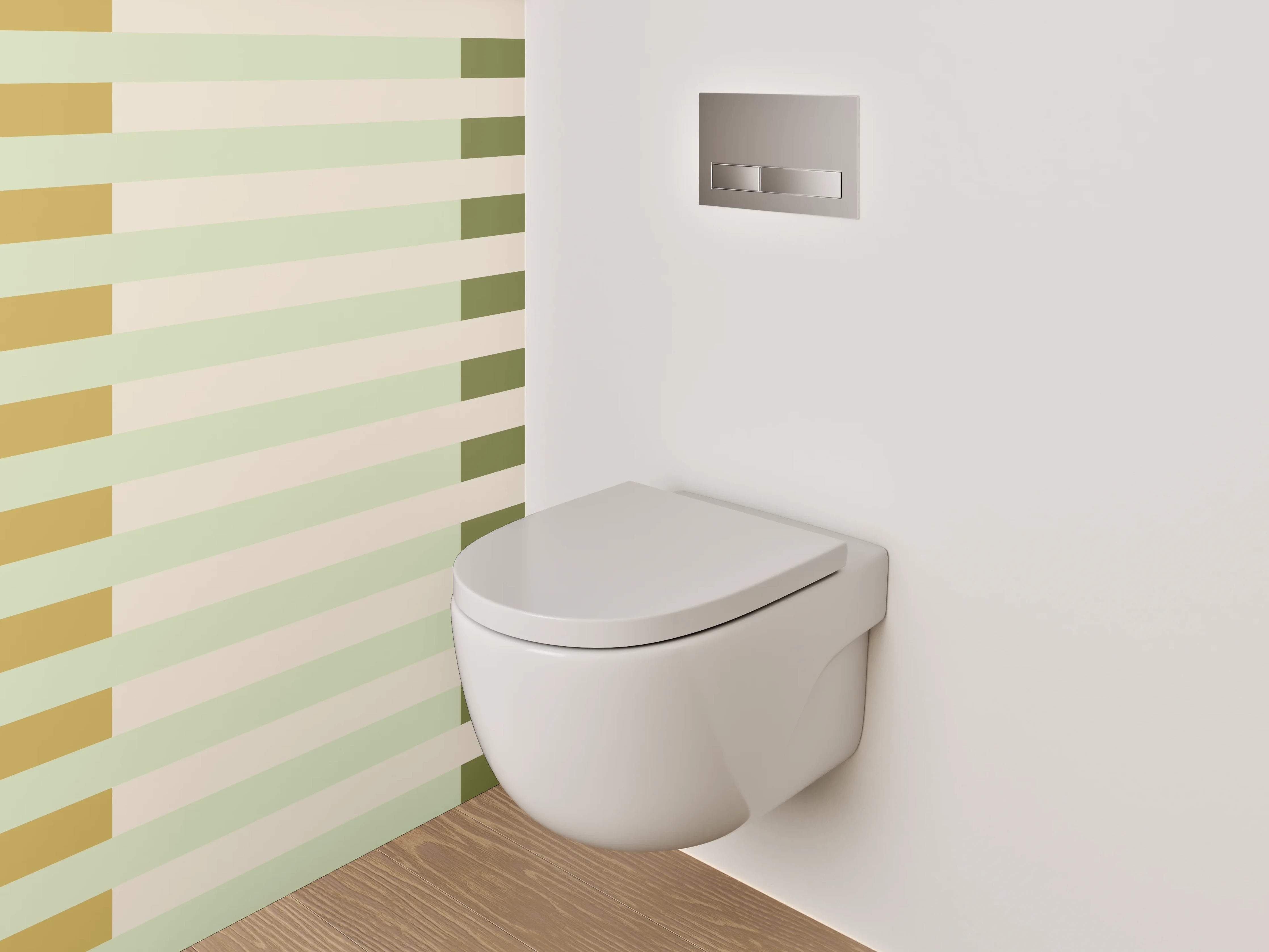 WC-Rückwand - Streifenmuster Beige Grün Modern