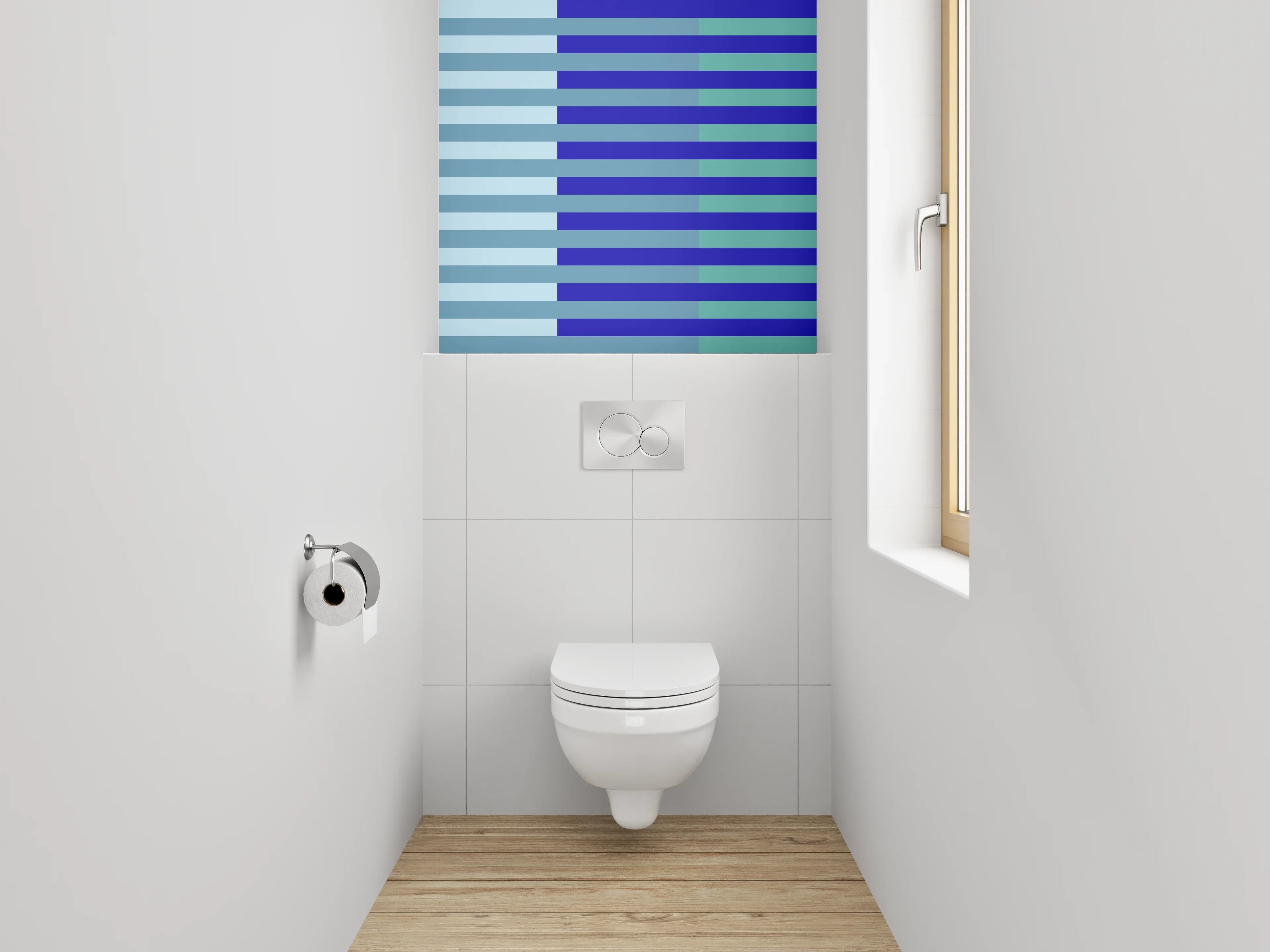 WC-Rückwand - Streifenmuster Blau Türkis Modern