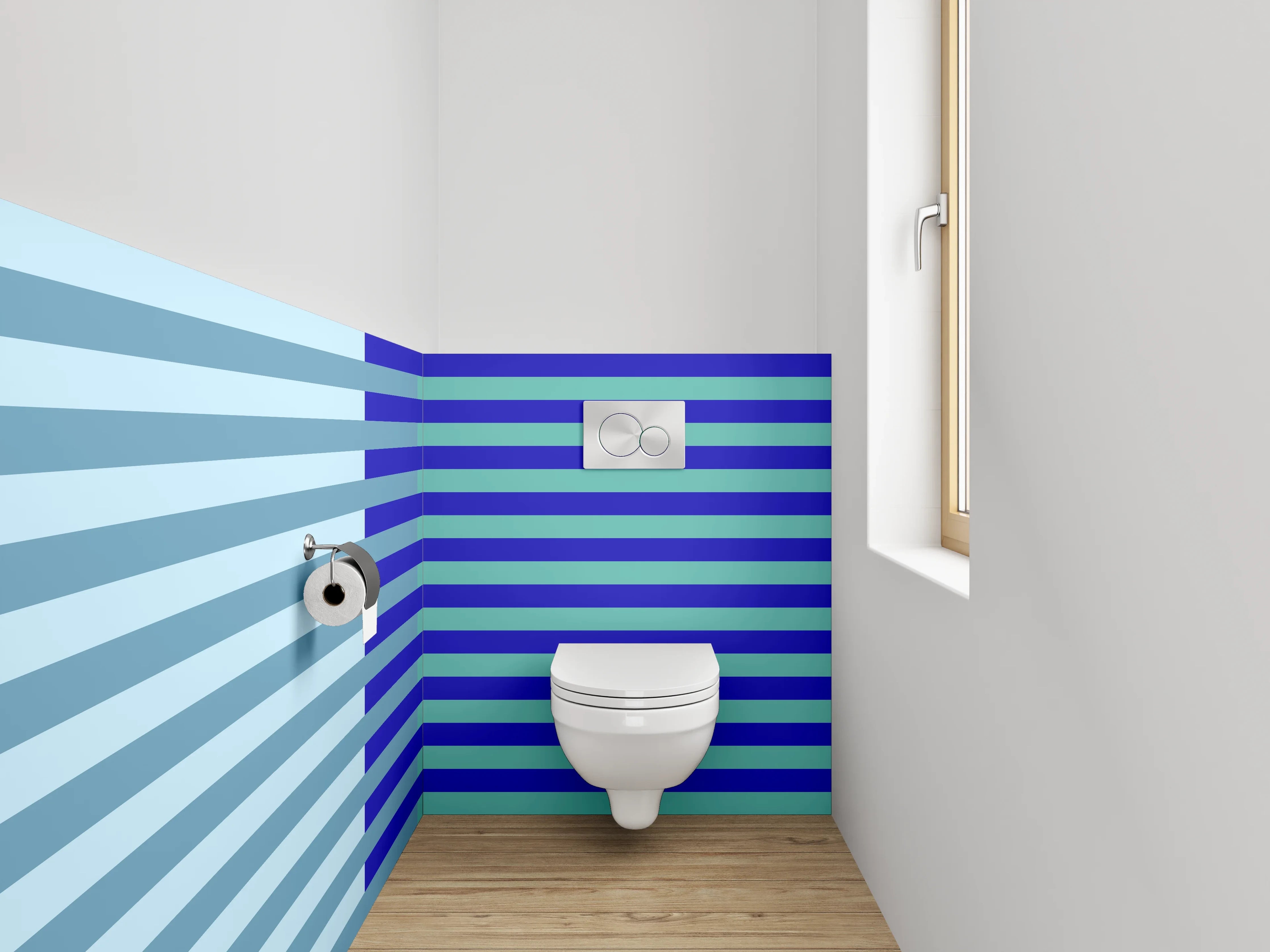 WC-Rückwand - Streifenmuster Blau Türkis Modern