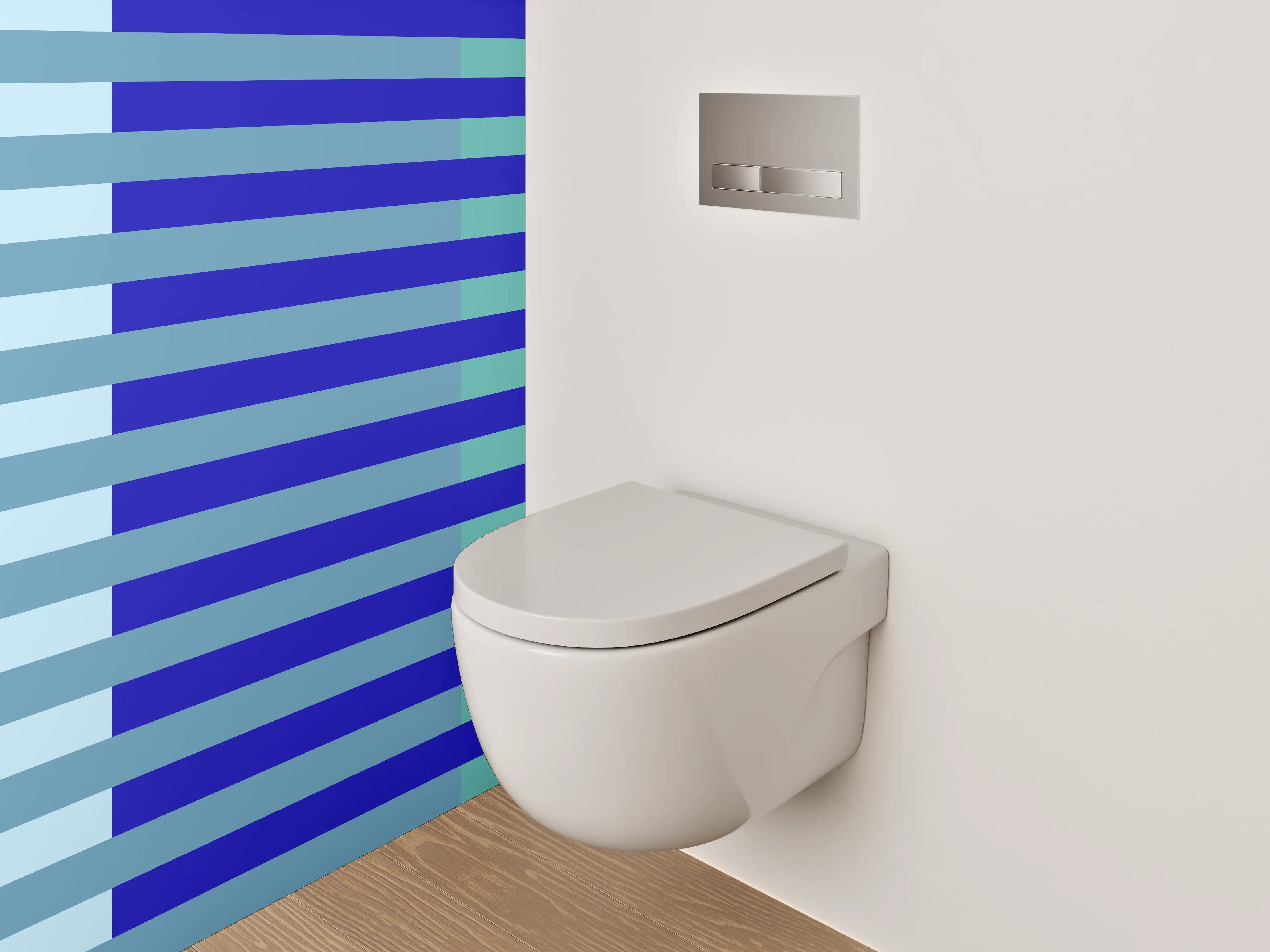WC-Rückwand - Streifenmuster Blau Türkis Modern