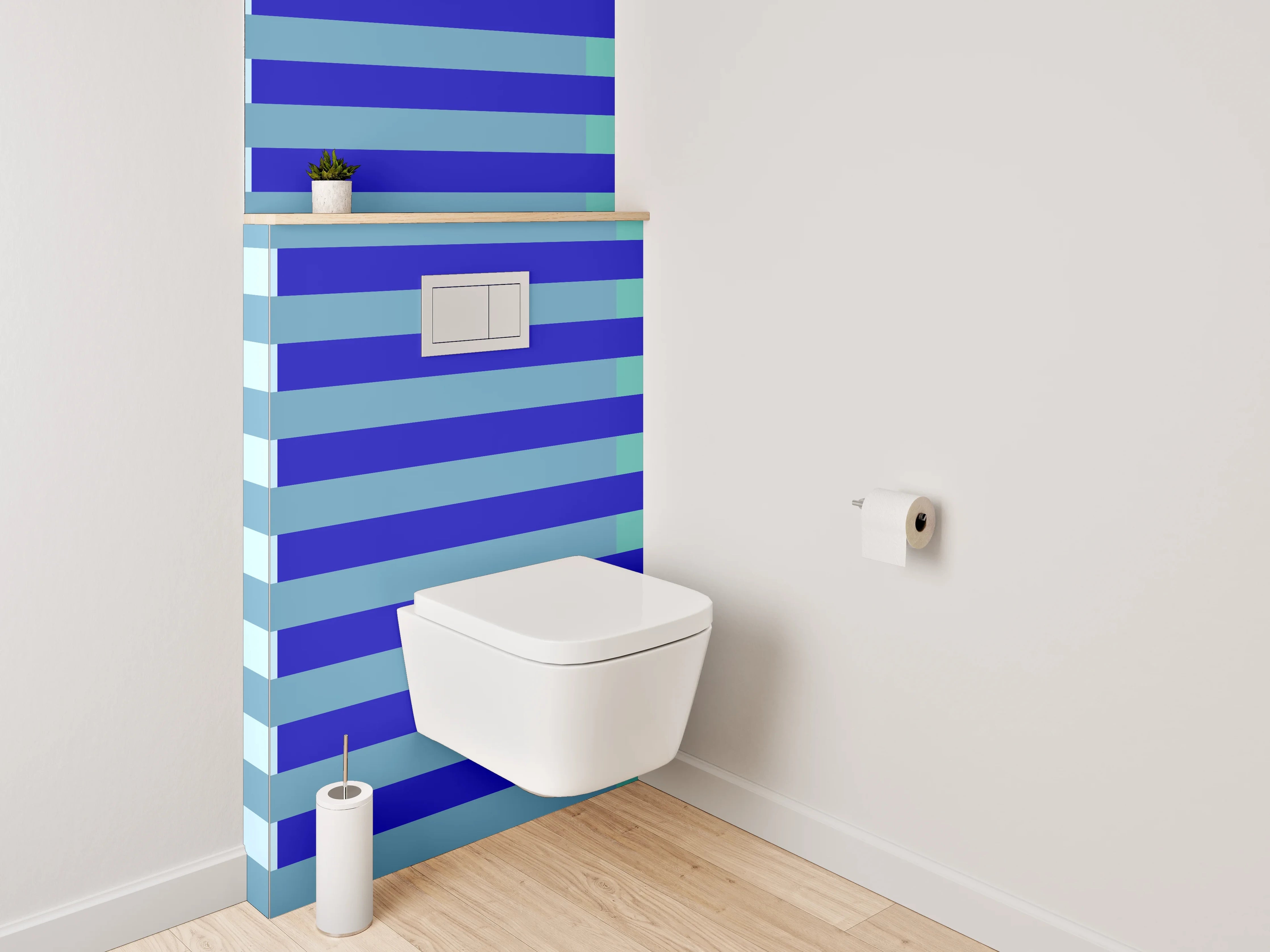 WC-Rückwand - Streifenmuster Blau Türkis Modern