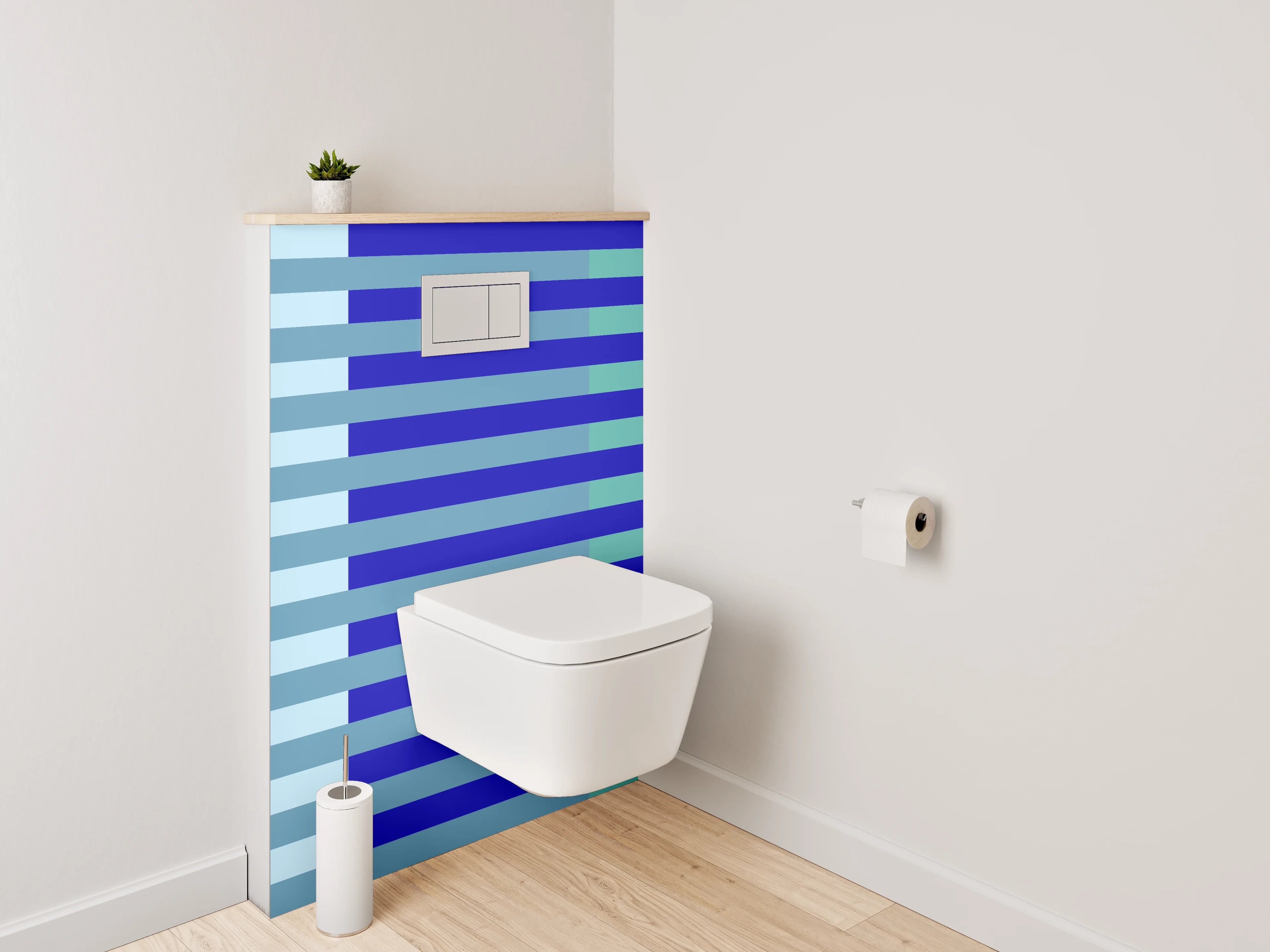 WC-Rückwand - Streifenmuster Blau Türkis Modern