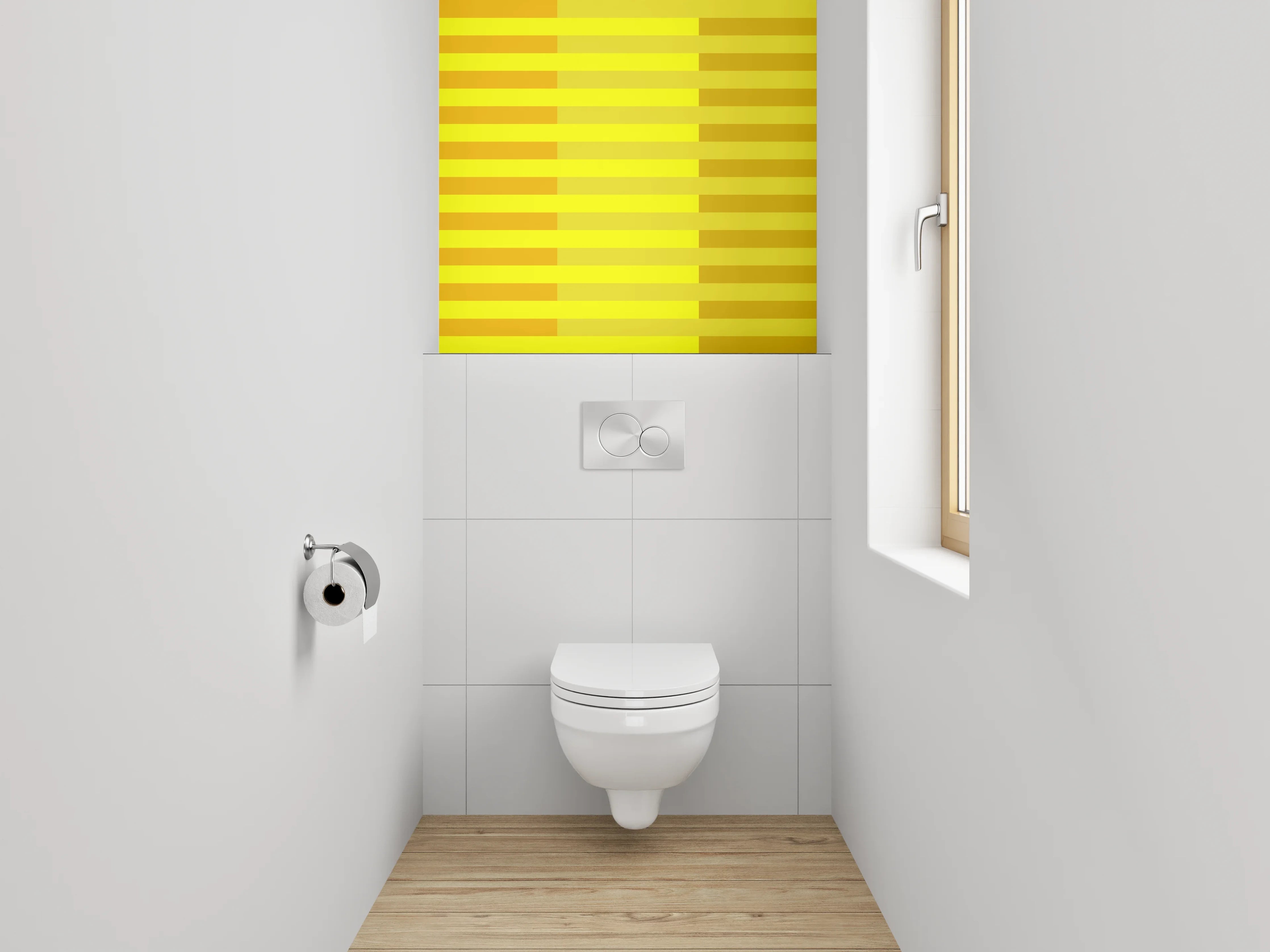 WC-Rückwand - Streifenmuster Gelb-Orange Modern