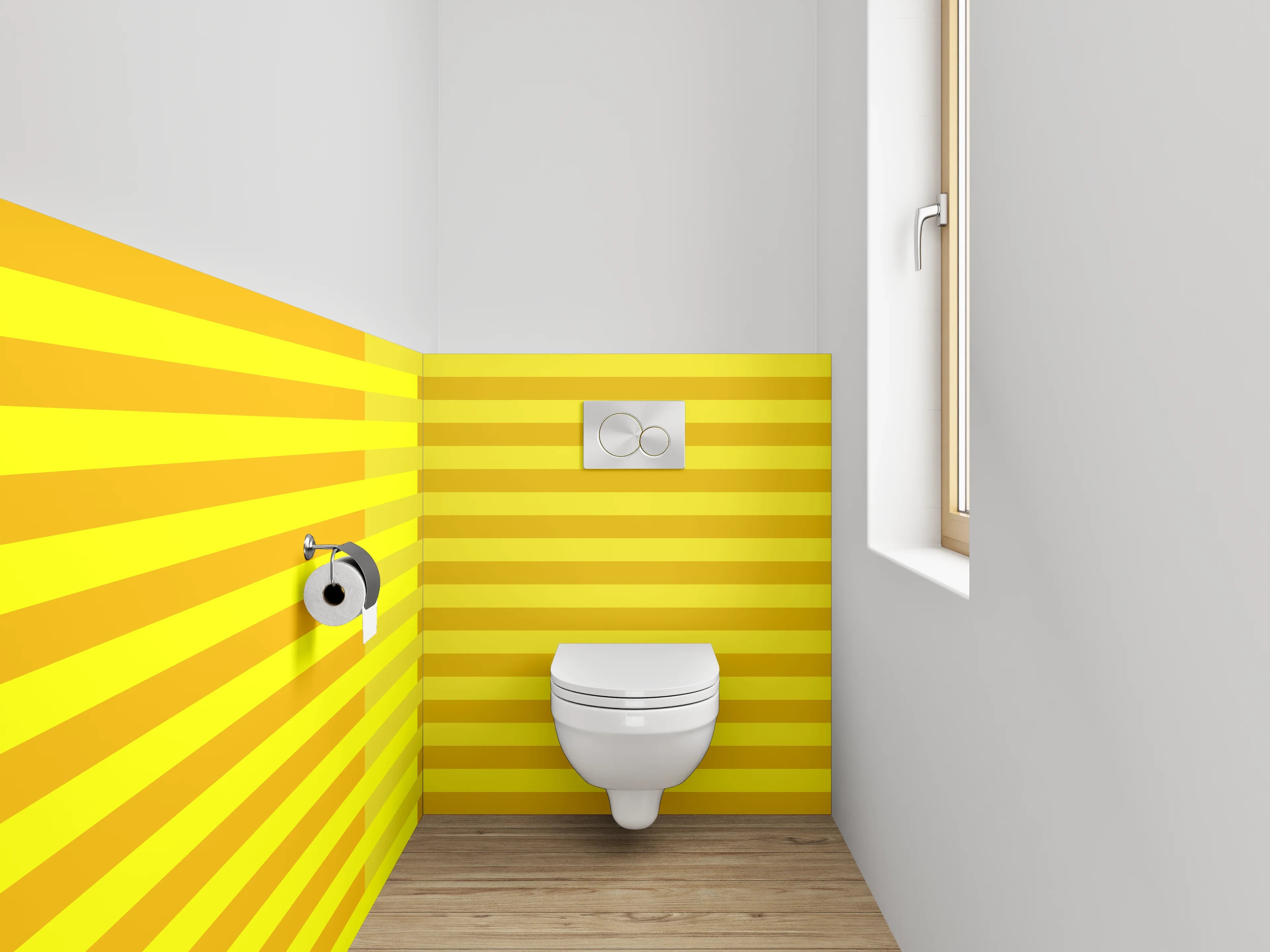 WC-Rückwand - Streifenmuster Gelb-Orange Modern