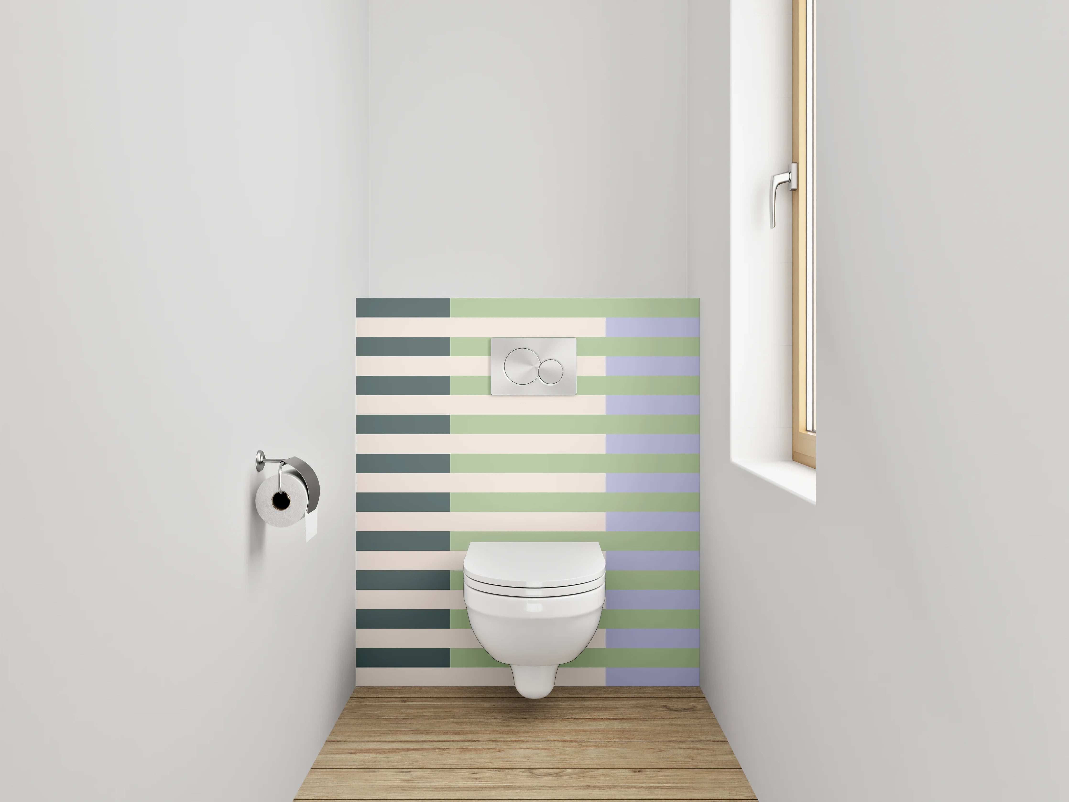 WC-Rückwand - Streifenmuster Pastell Minimalistisch