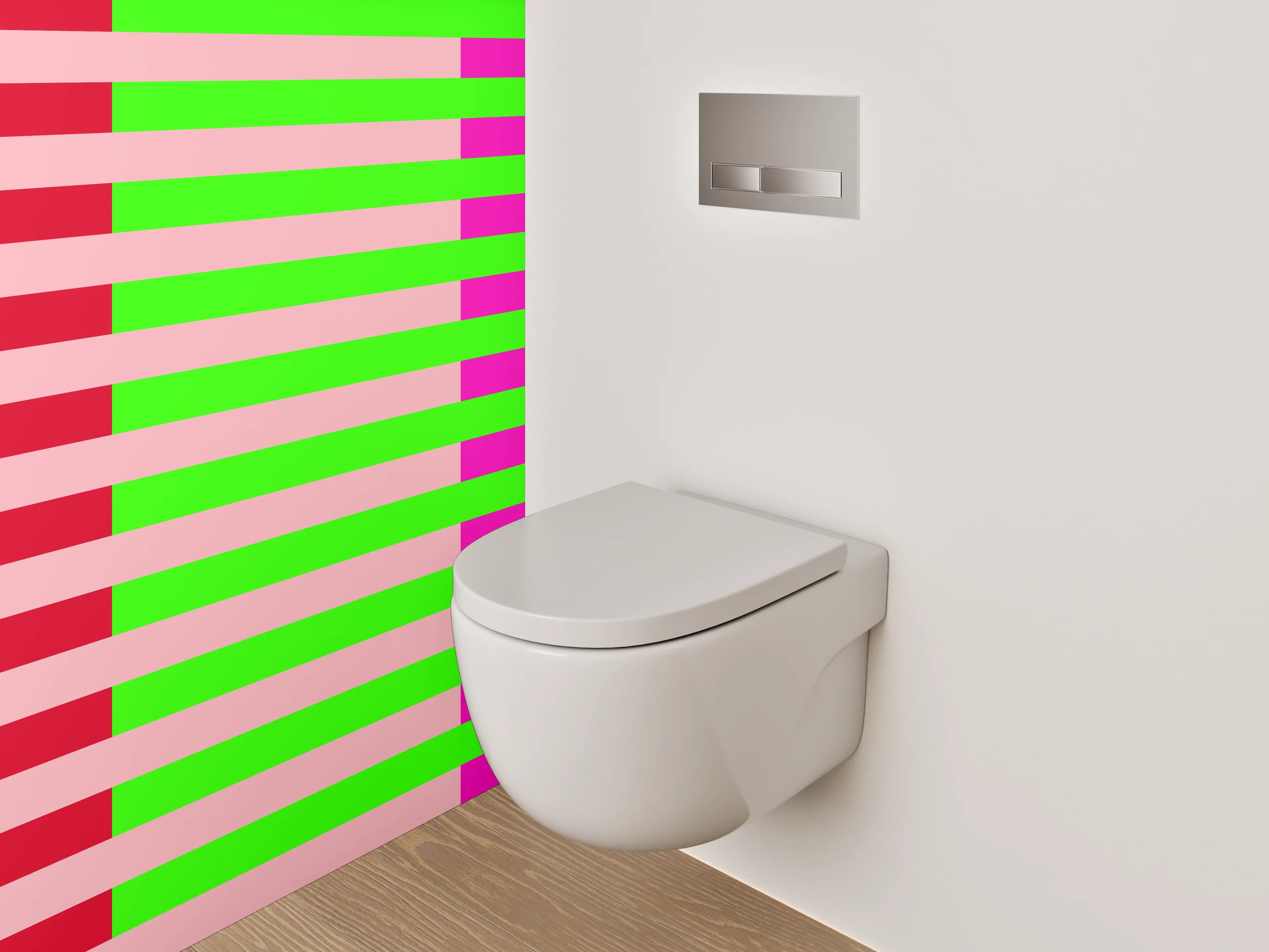 WC-Rückwand - Streifenmuster Pink Grün Rot