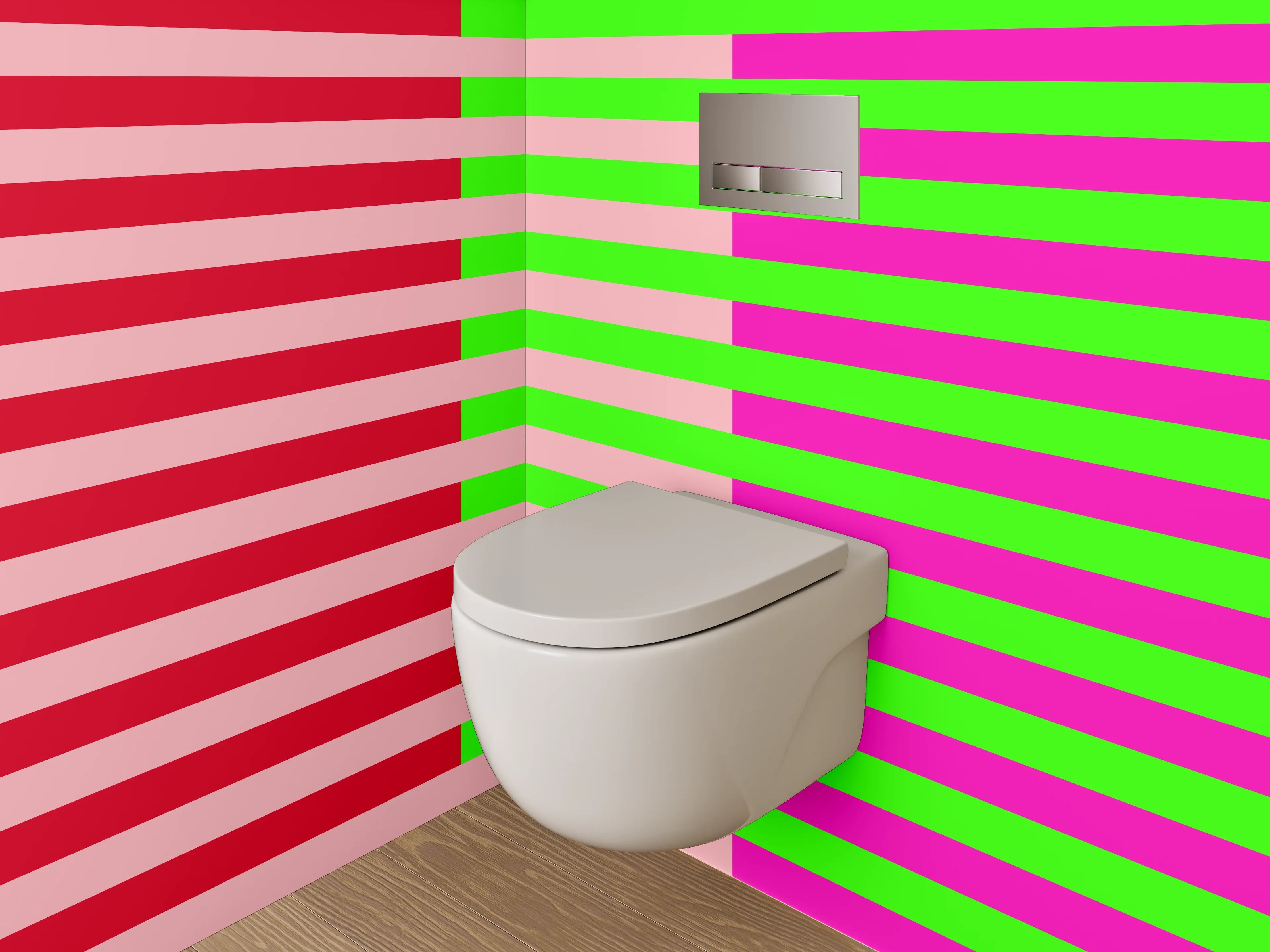 WC-Rückwand - Streifenmuster Pink Grün Rot