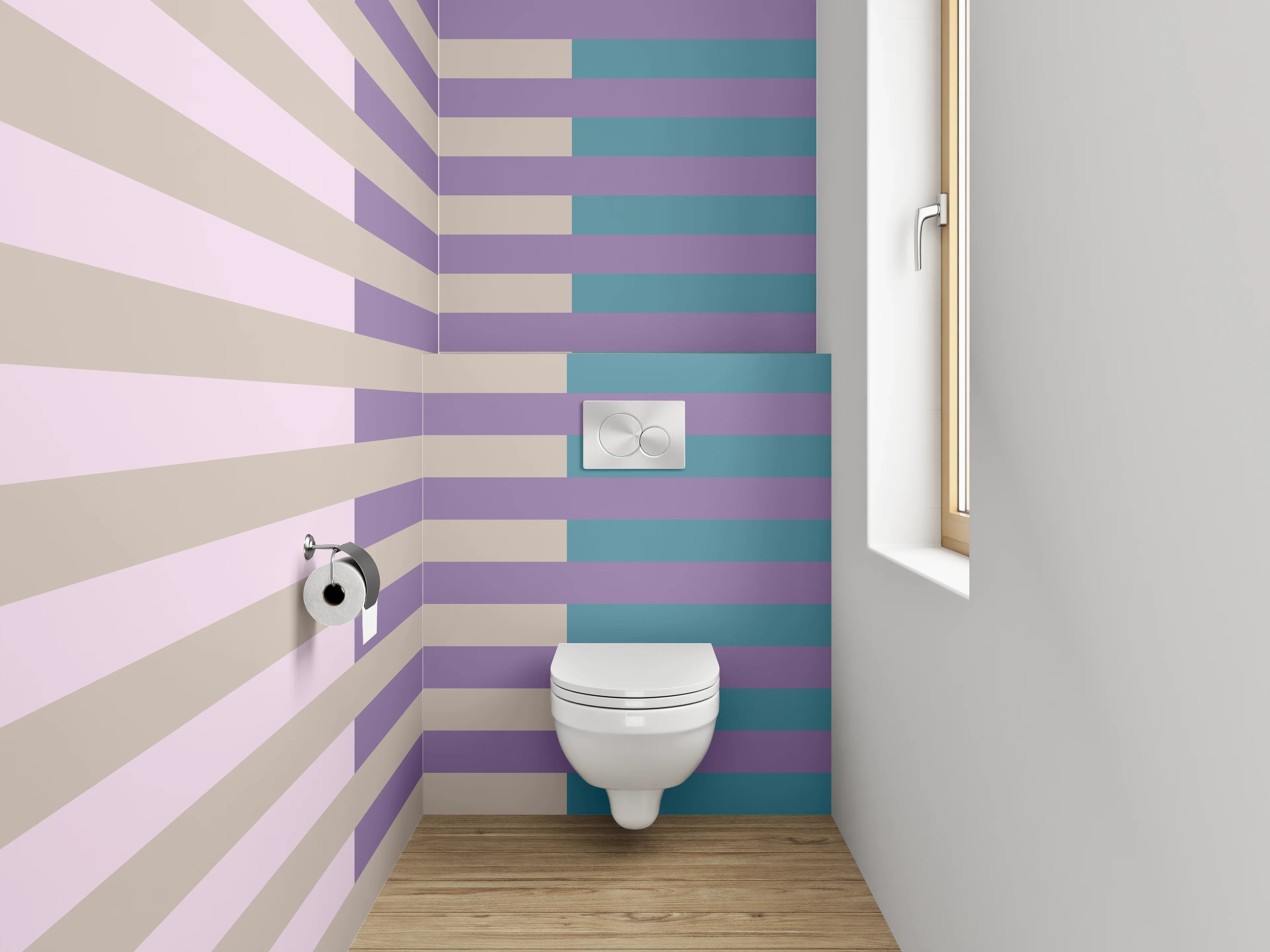 WC-Rückwand - Streifenmuster Retro Pastell