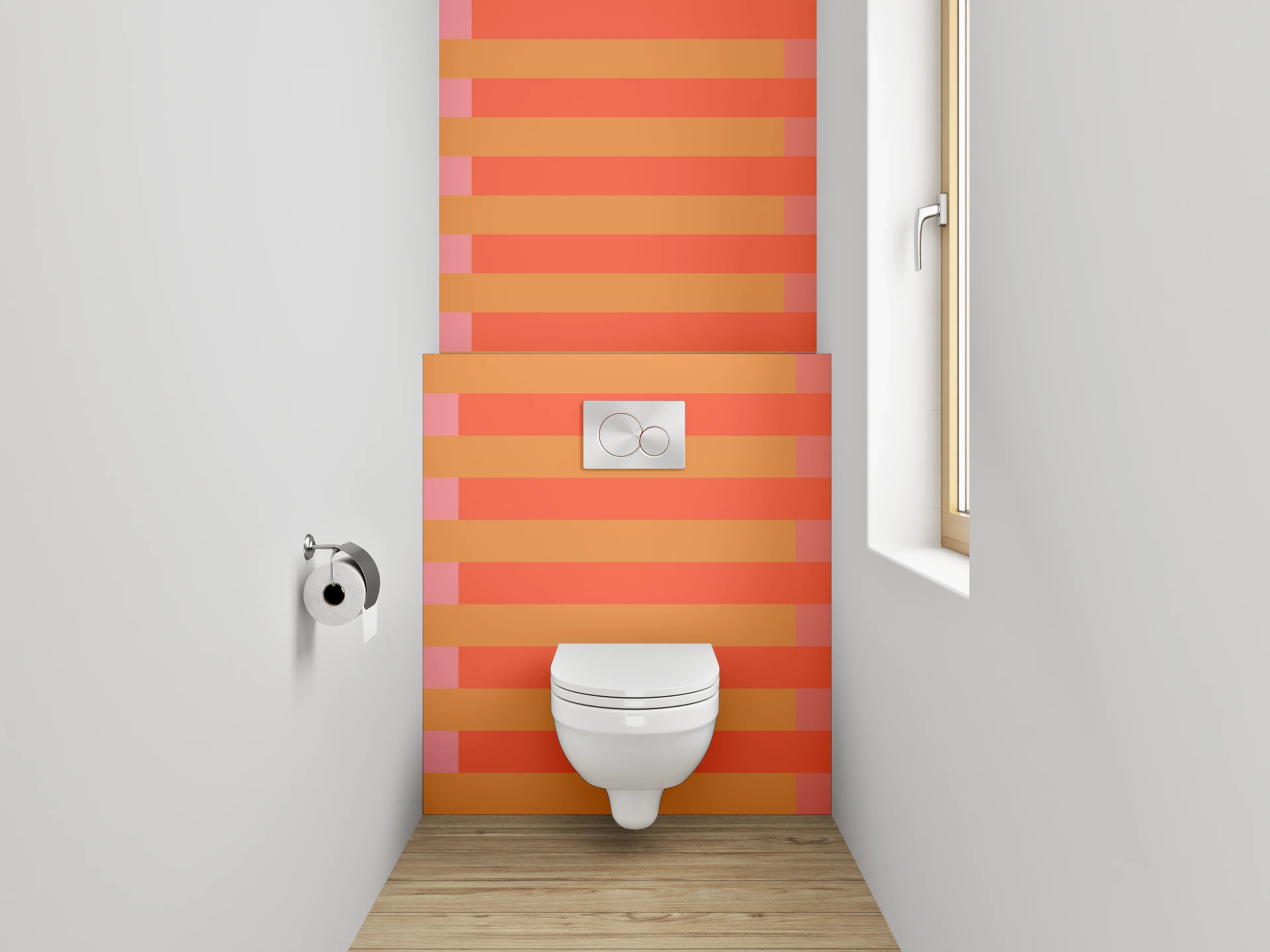 WC-Rückwand - Streifenmuster Rosa Orange Modern