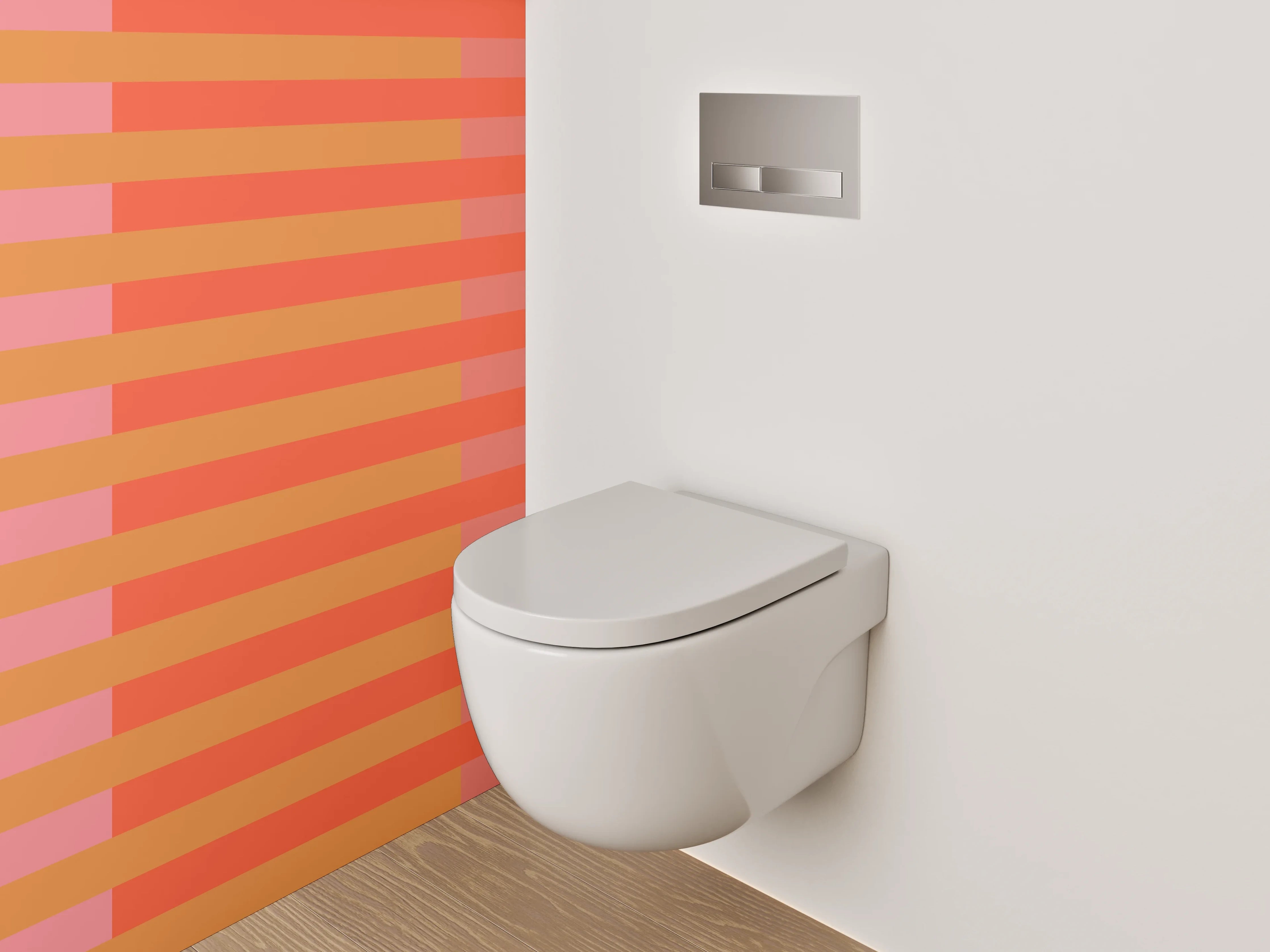 WC-Rückwand - Streifenmuster Rosa Orange Modern