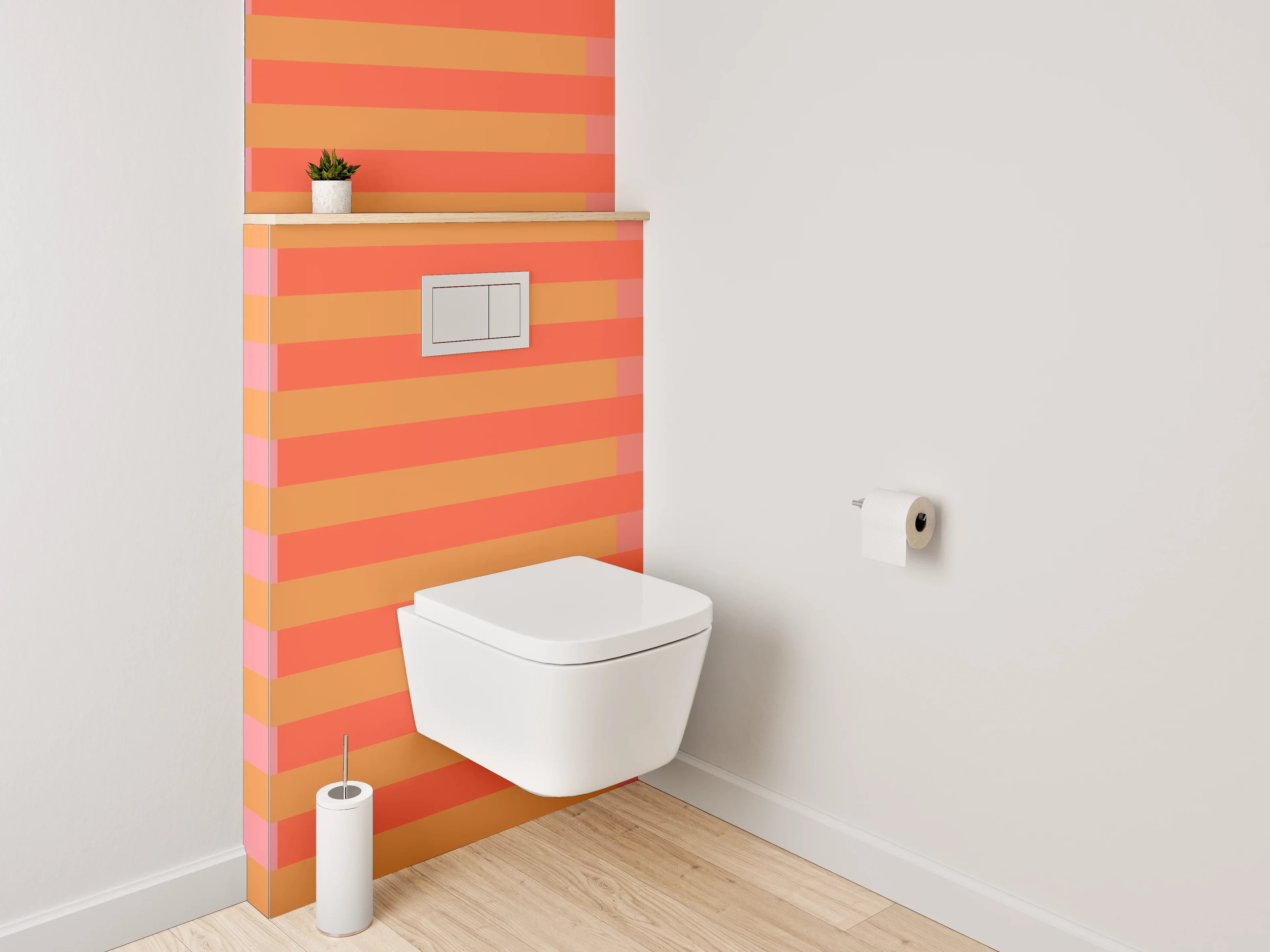 WC-Rückwand - Streifenmuster Rosa Orange Modern