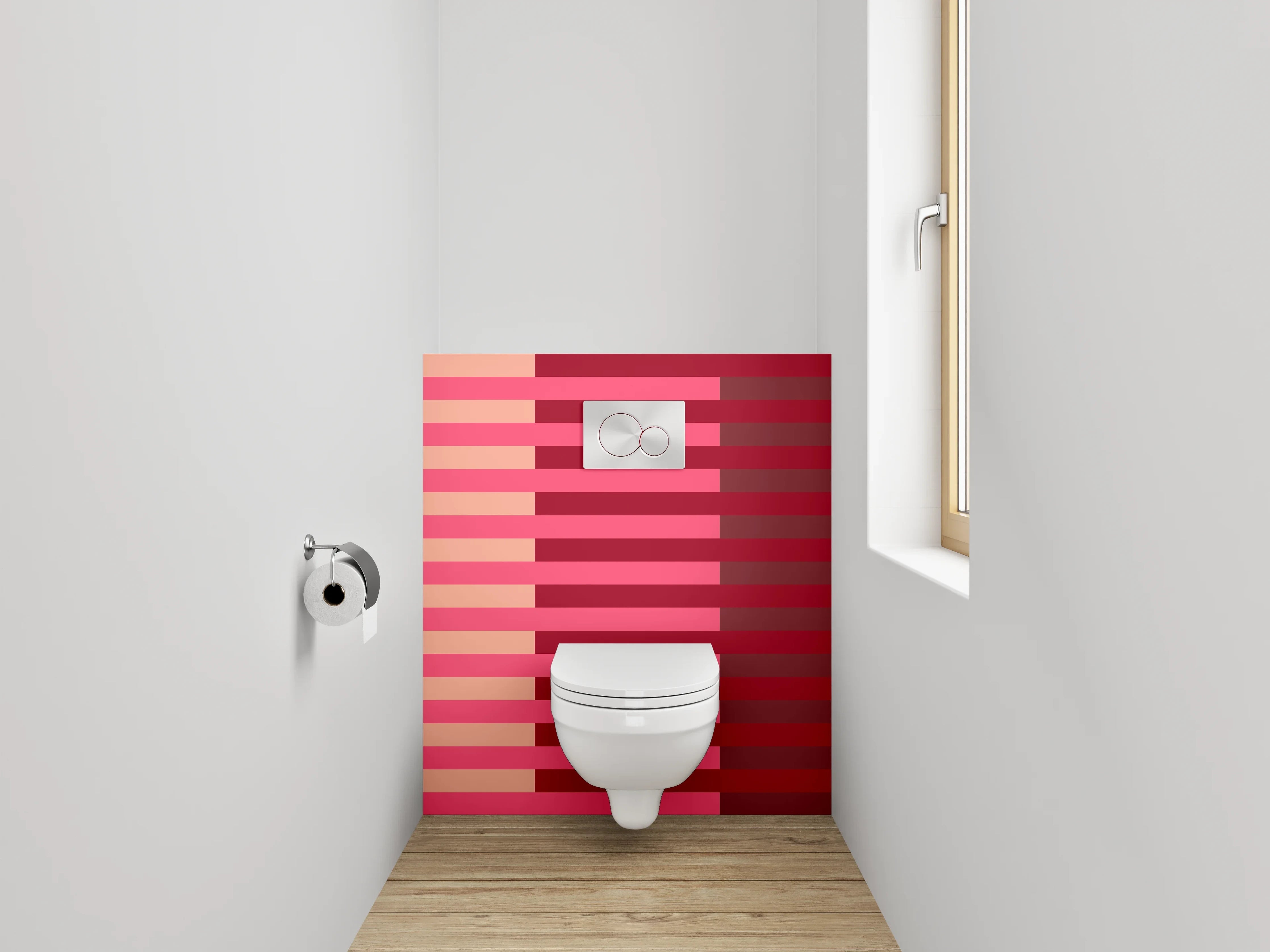 WC-Rückwand - Streifenmuster Rosa Rot Grafik