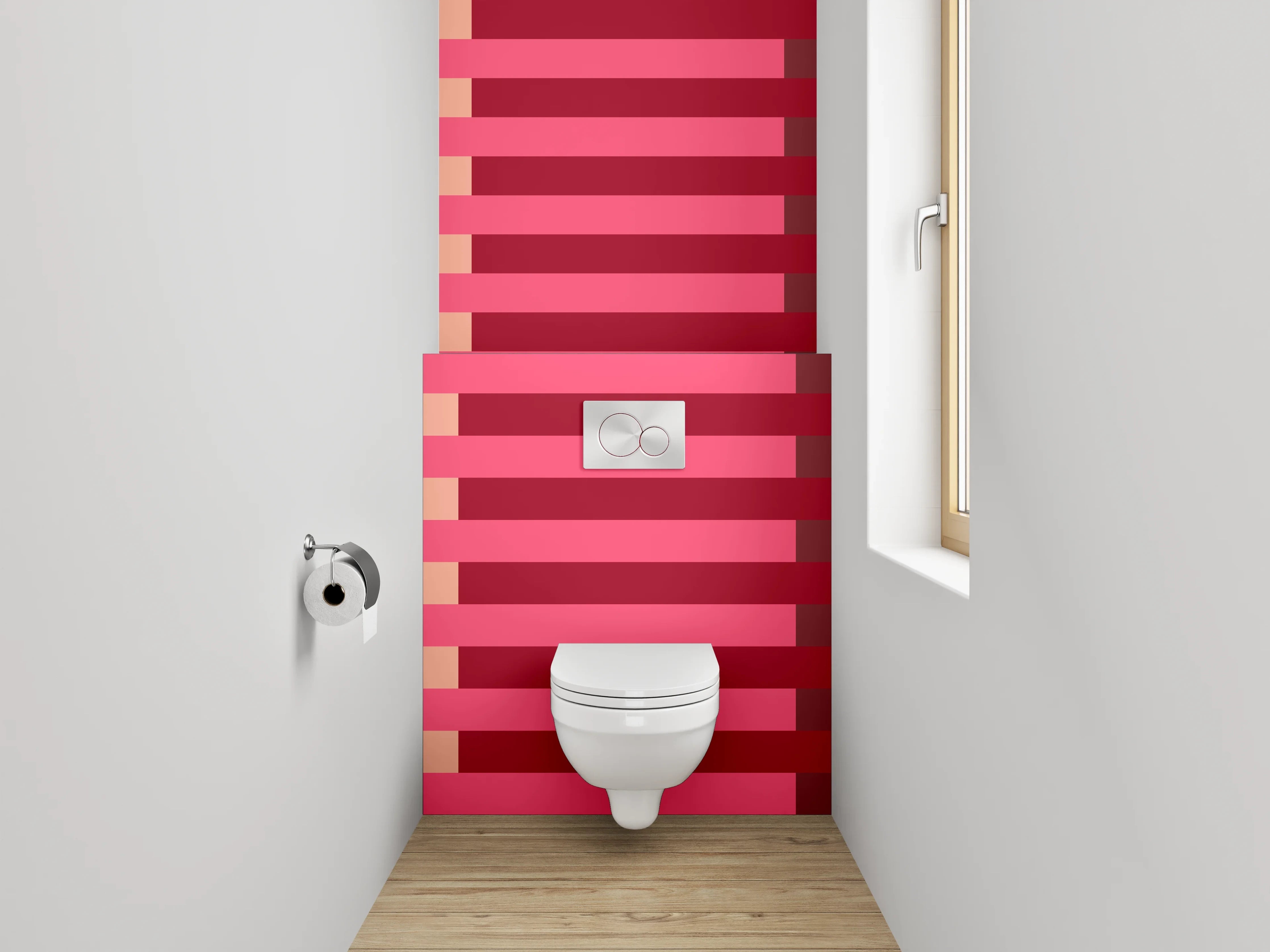WC-Rückwand - Streifenmuster Rosa Rot Grafik