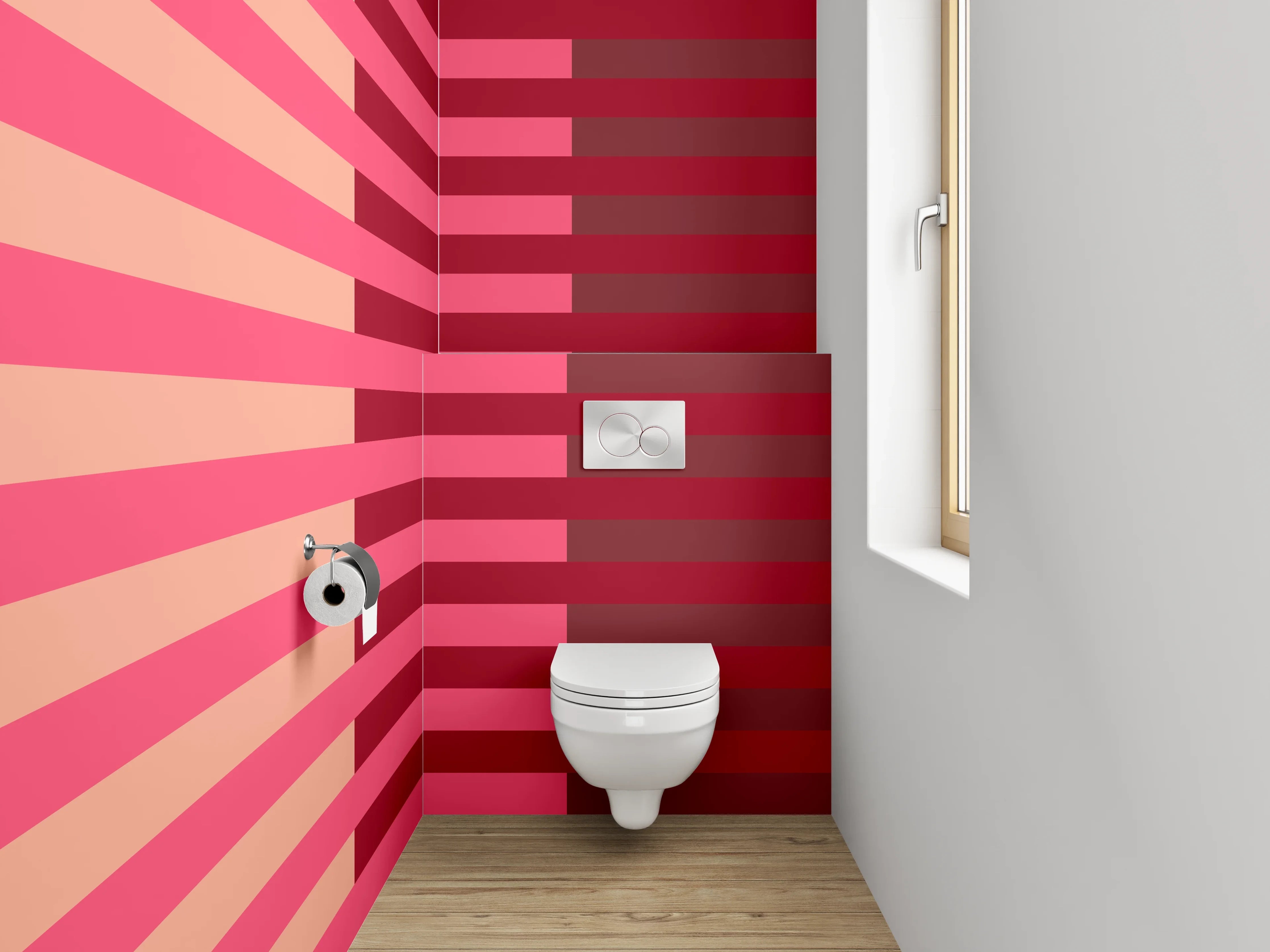 WC-Rückwand - Streifenmuster Rosa Rot Grafik