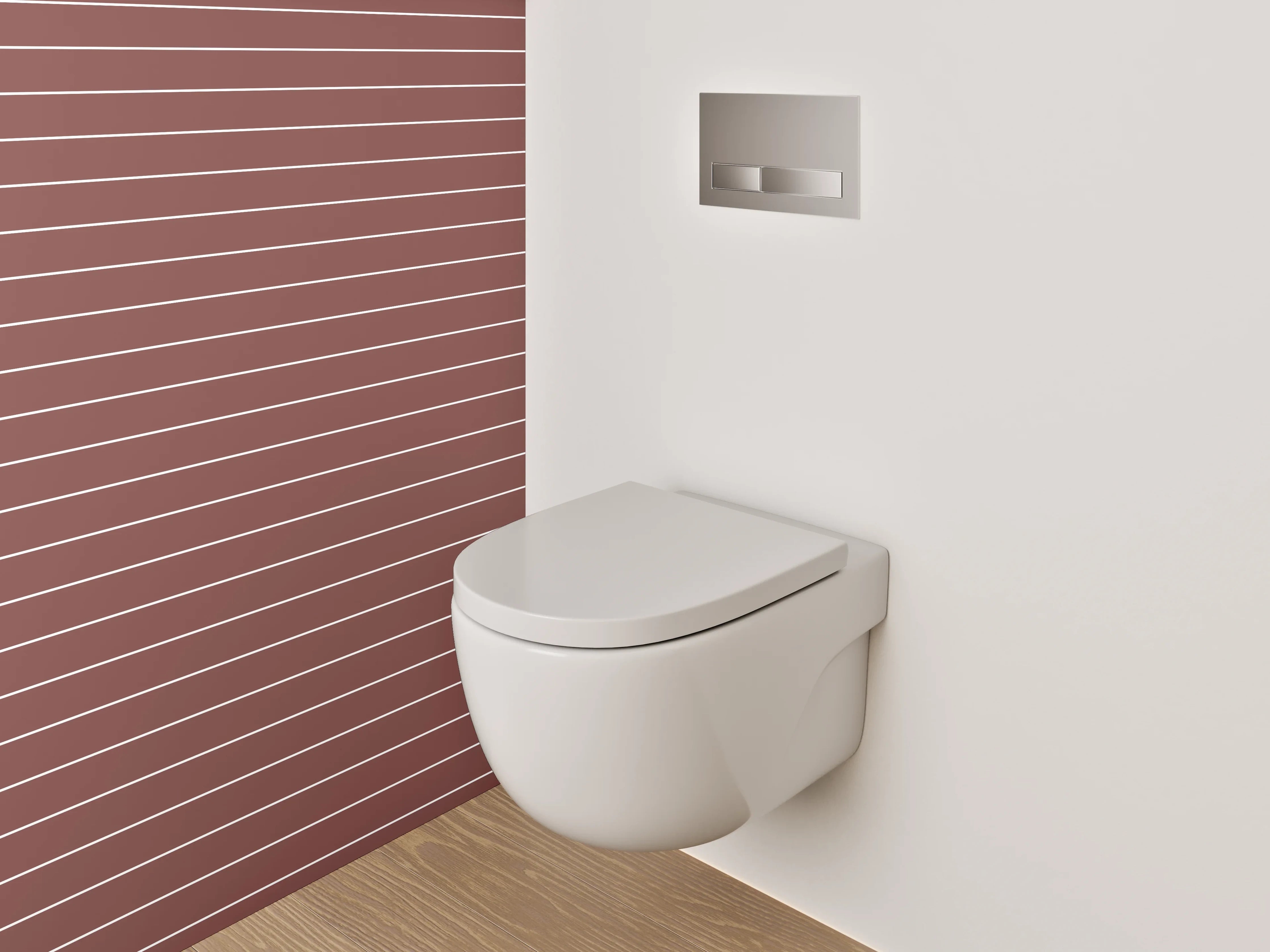 WC-Rückwand - Streifenmuster Rot-Weiß Minimalistisch