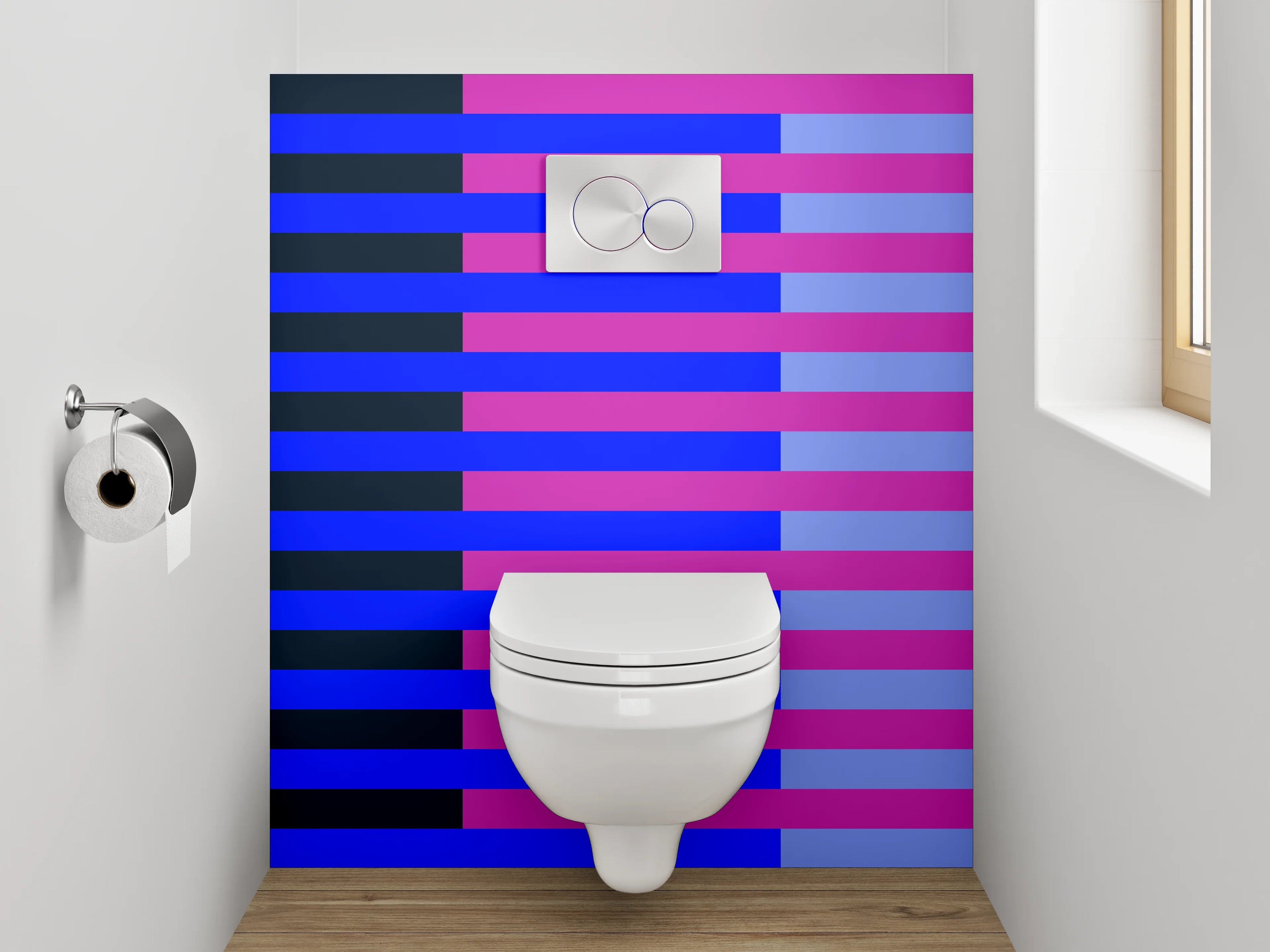 WC-Rückwand - Streifenmuster blau pink modern
