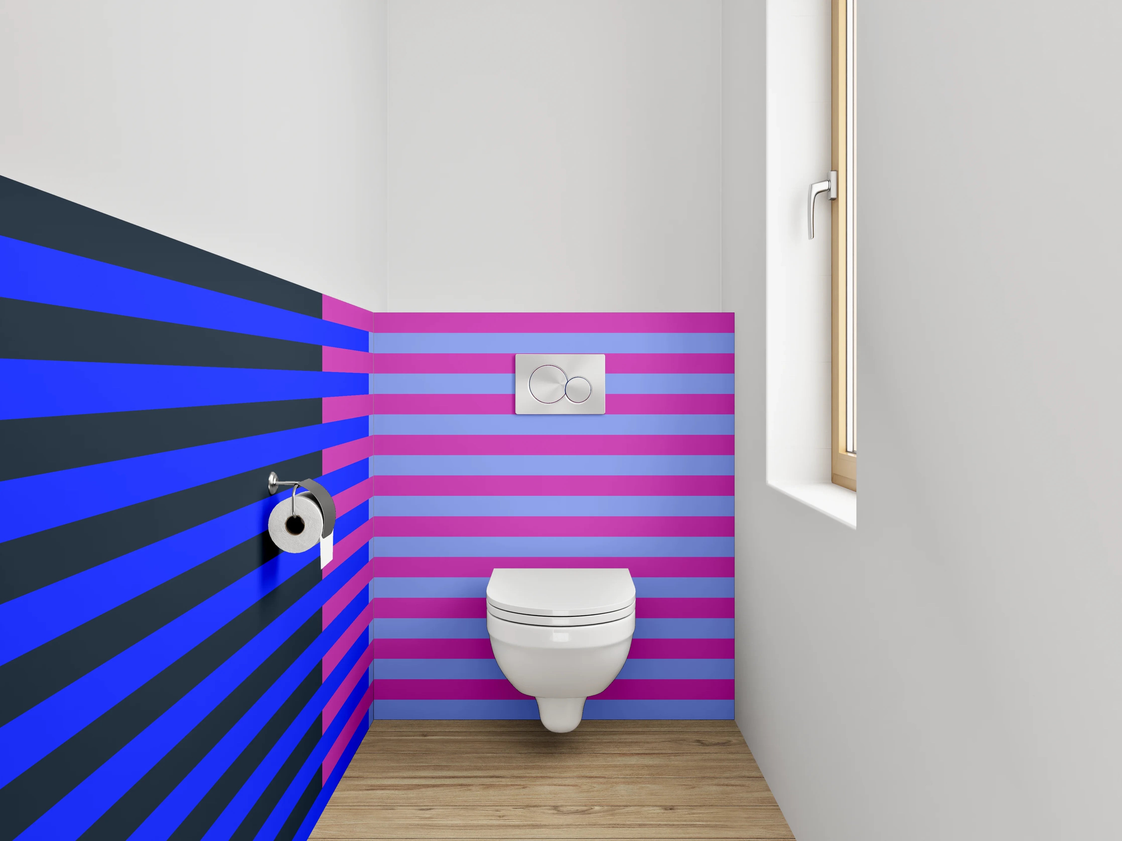 WC-Rückwand - Streifenmuster blau pink modern