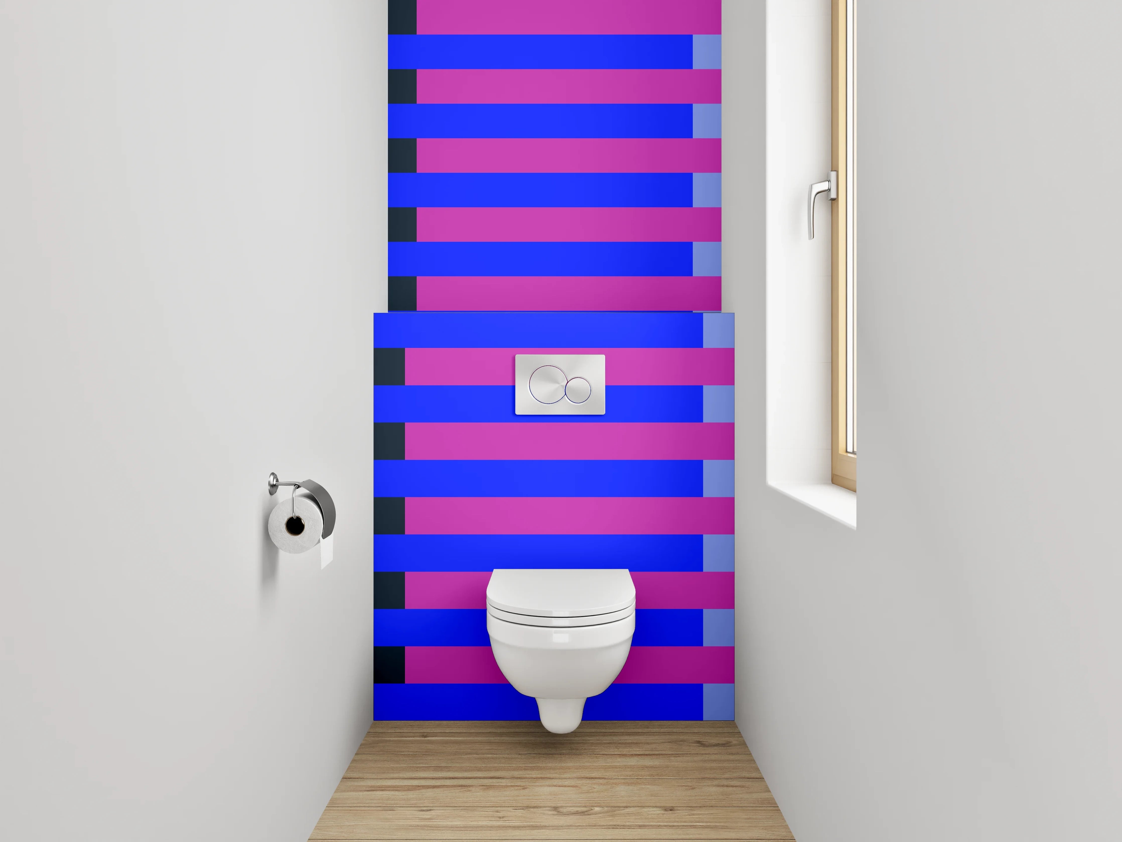 WC-Rückwand - Streifenmuster blau pink modern