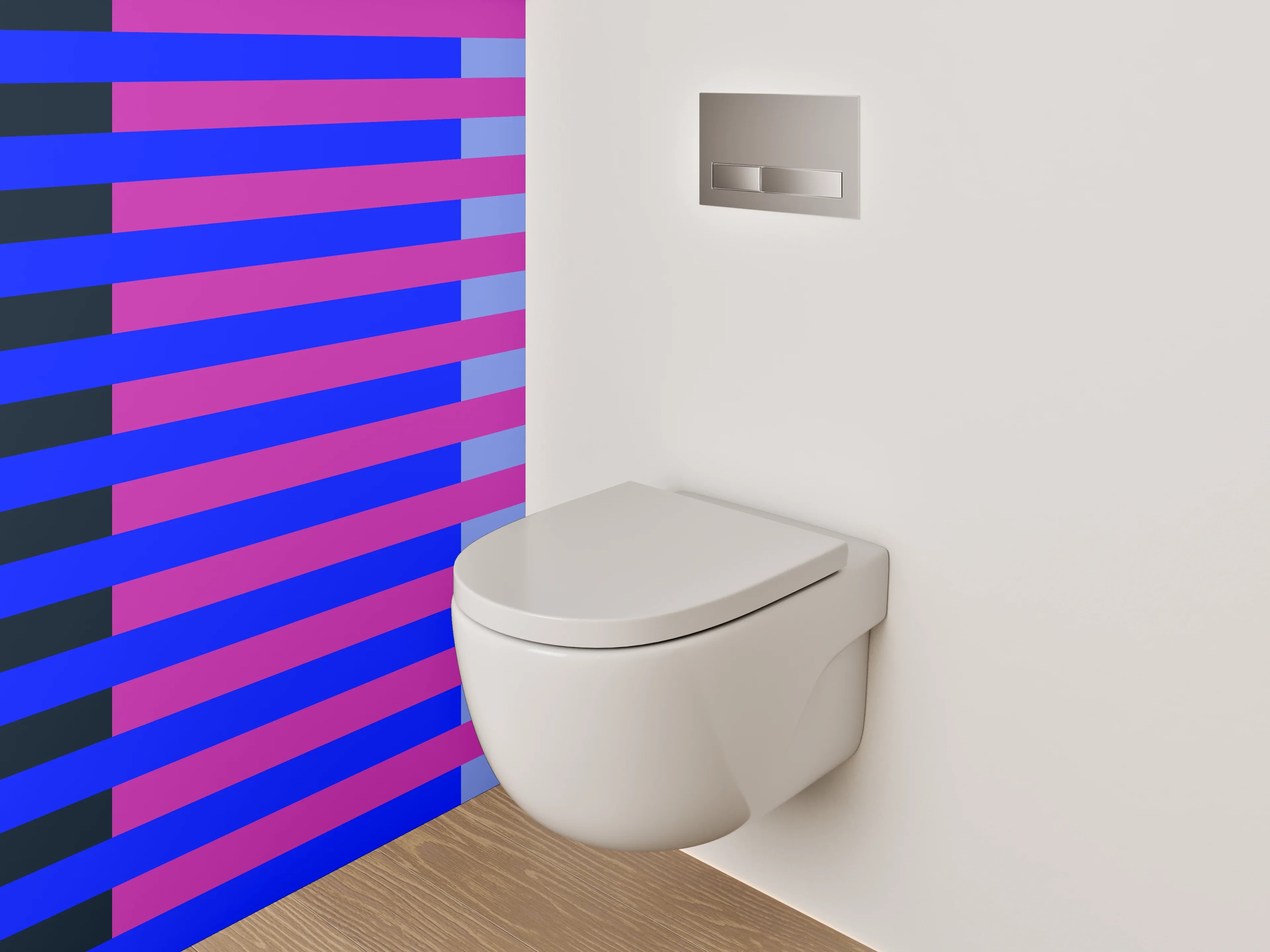 WC-Rückwand - Streifenmuster blau pink modern
