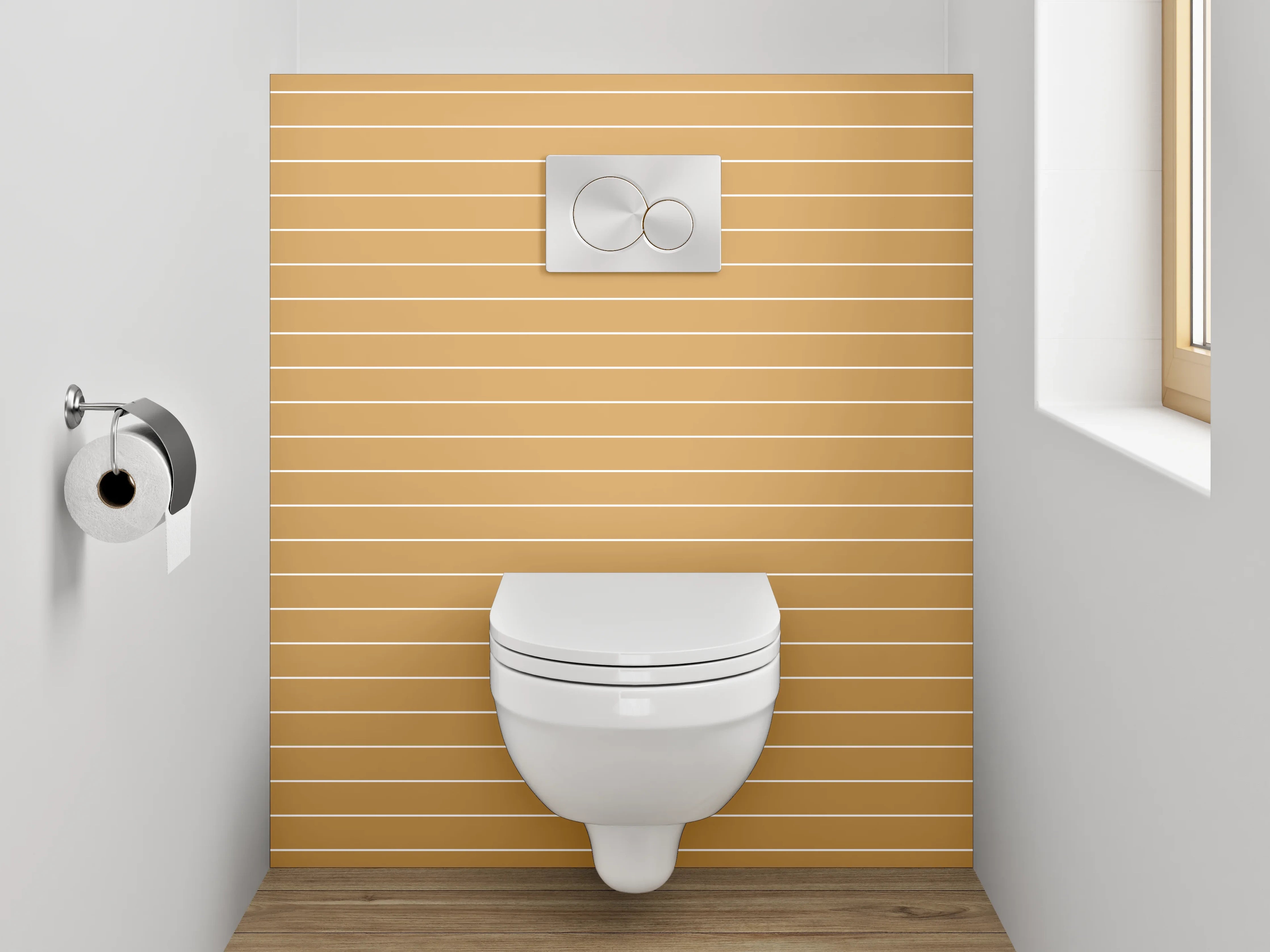 WC-Rückwand - Streifenmuster in Beige- und Brauntönen