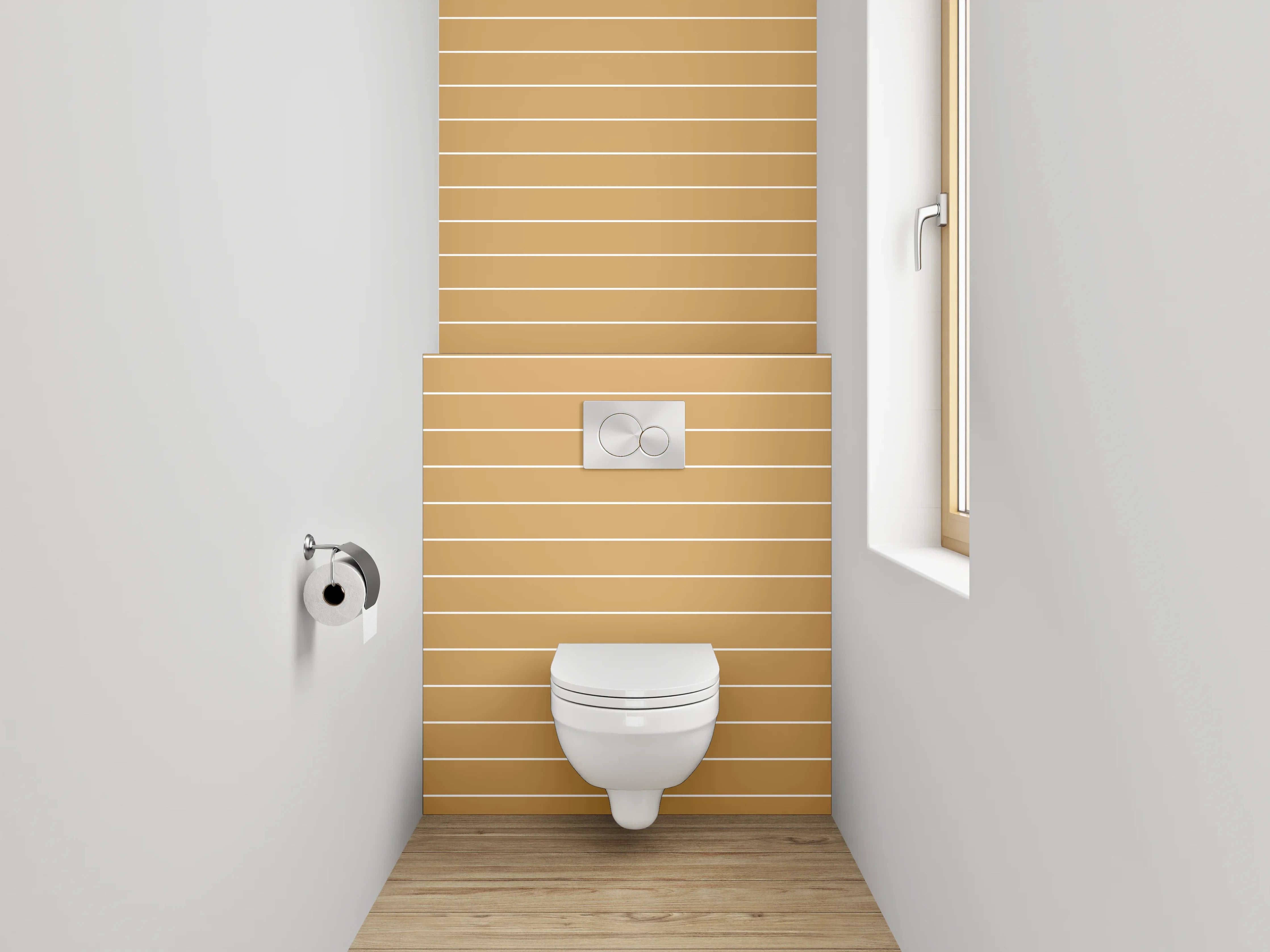 WC-Rückwand - Streifenmuster in Beige- und Brauntönen