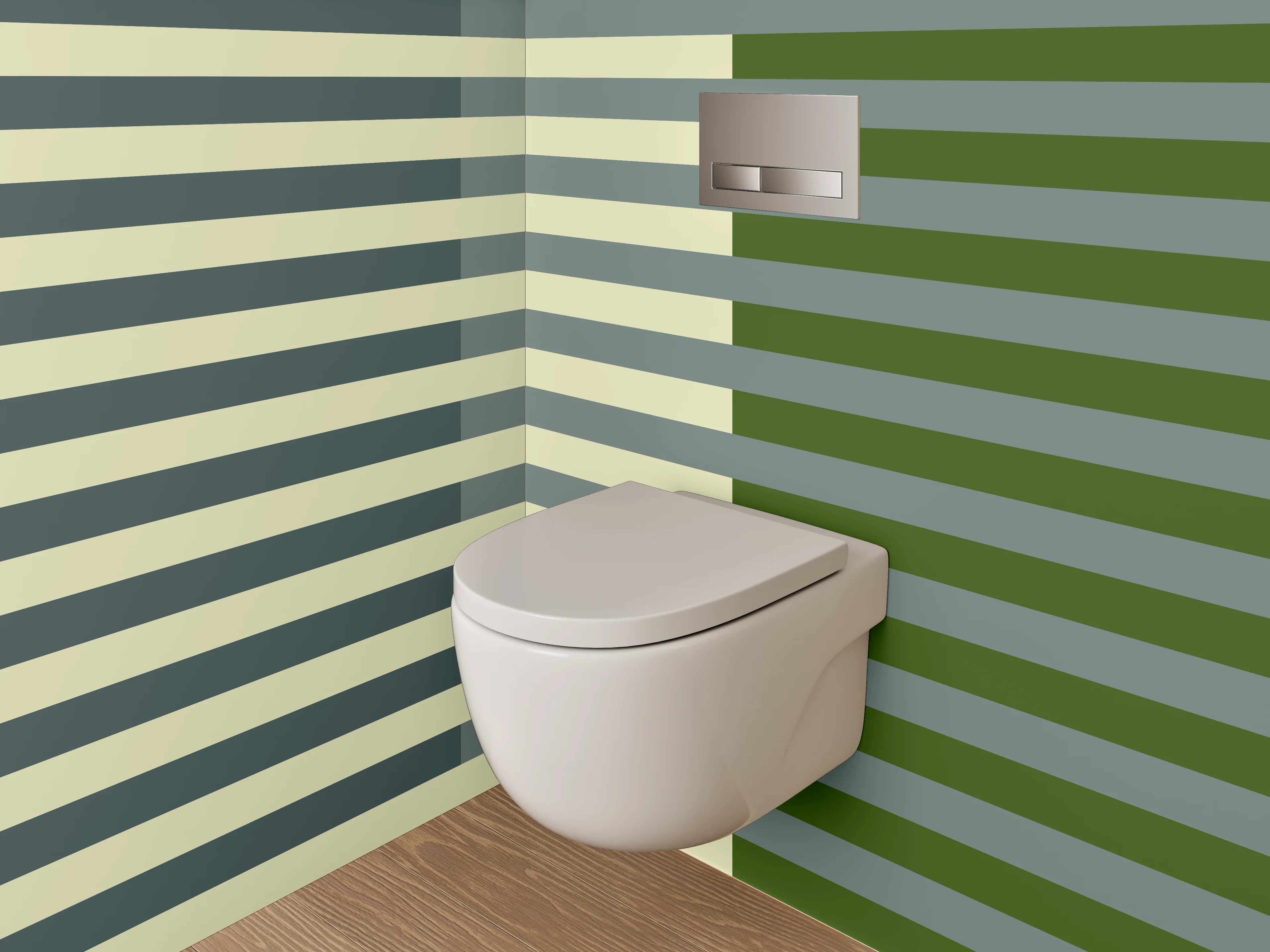 WC-Rückwand - Streifenmuster in Grün und Beige