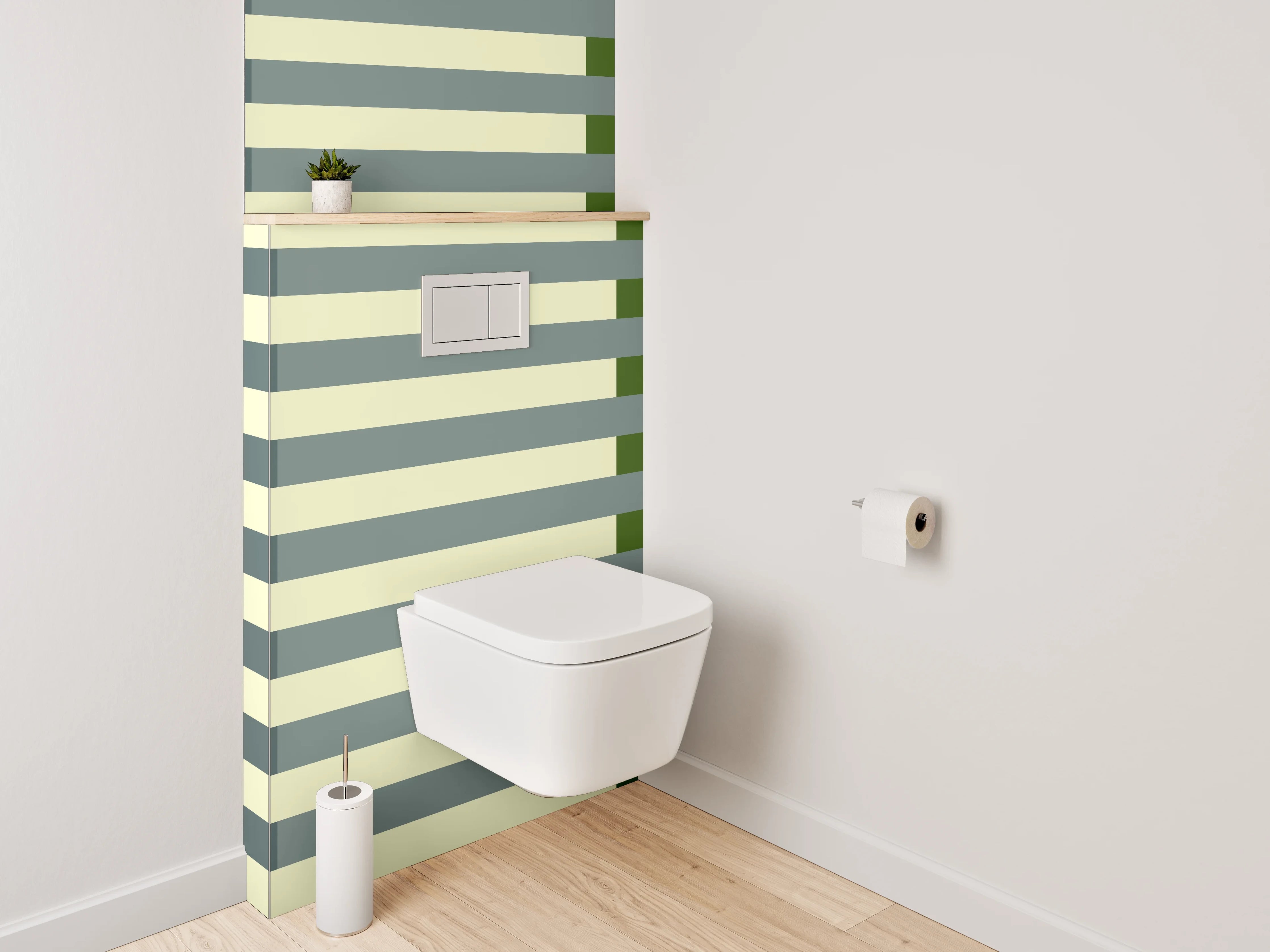 WC-Rückwand - Streifenmuster in Grün und Beige