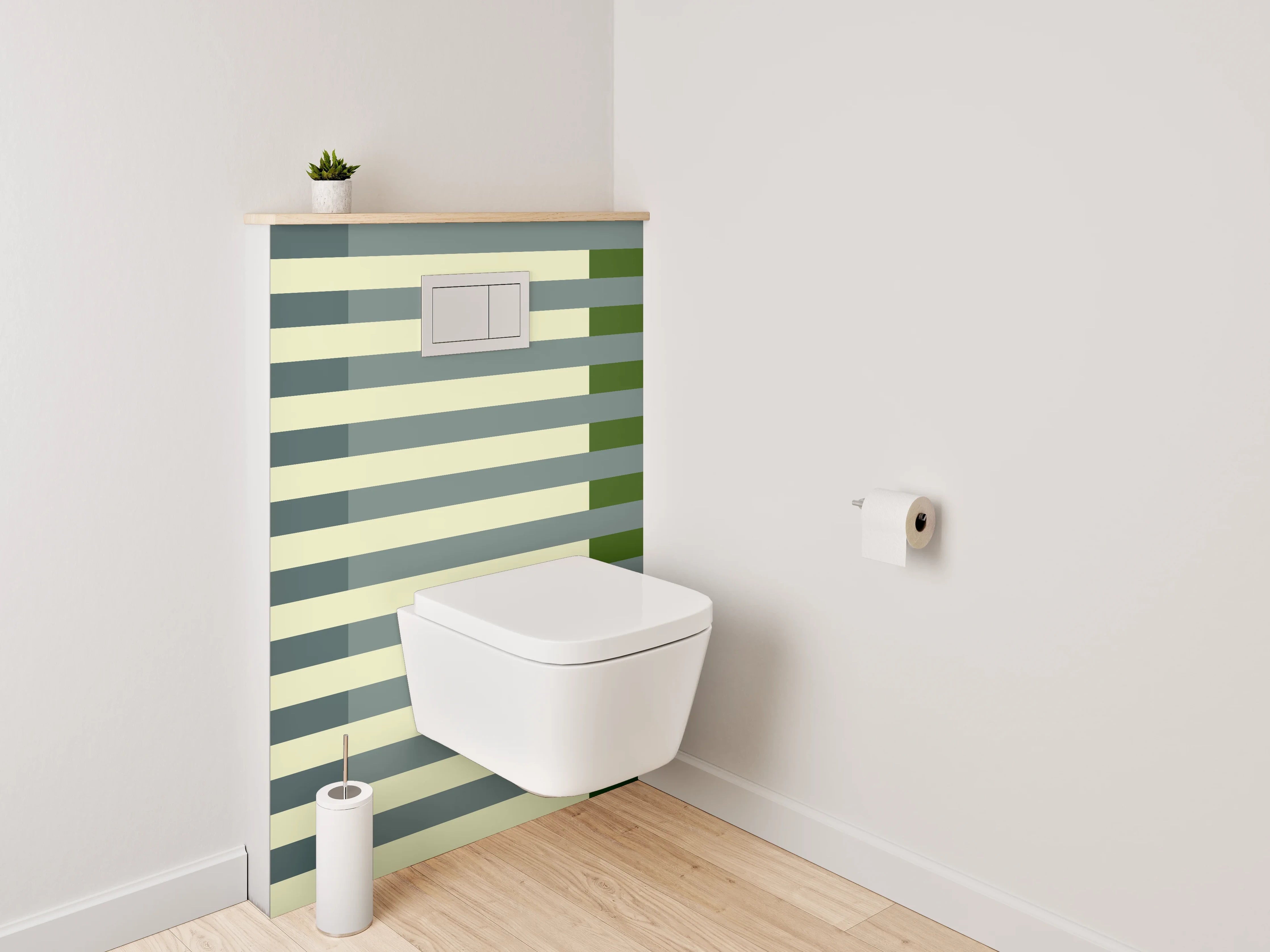 WC-Rückwand - Streifenmuster in Grün und Beige