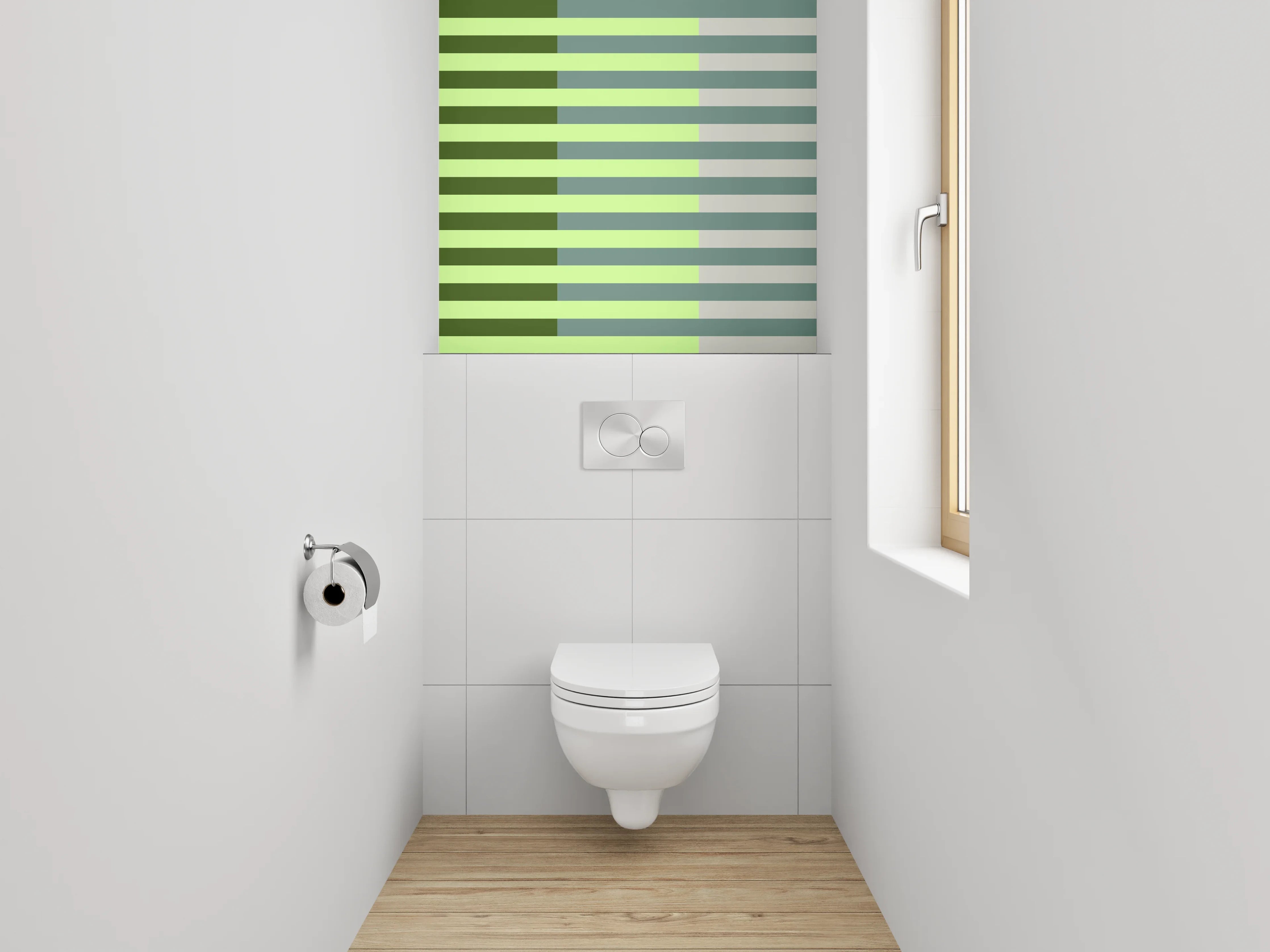 WC-Rückwand - Streifenmuster in Grüntönen modern