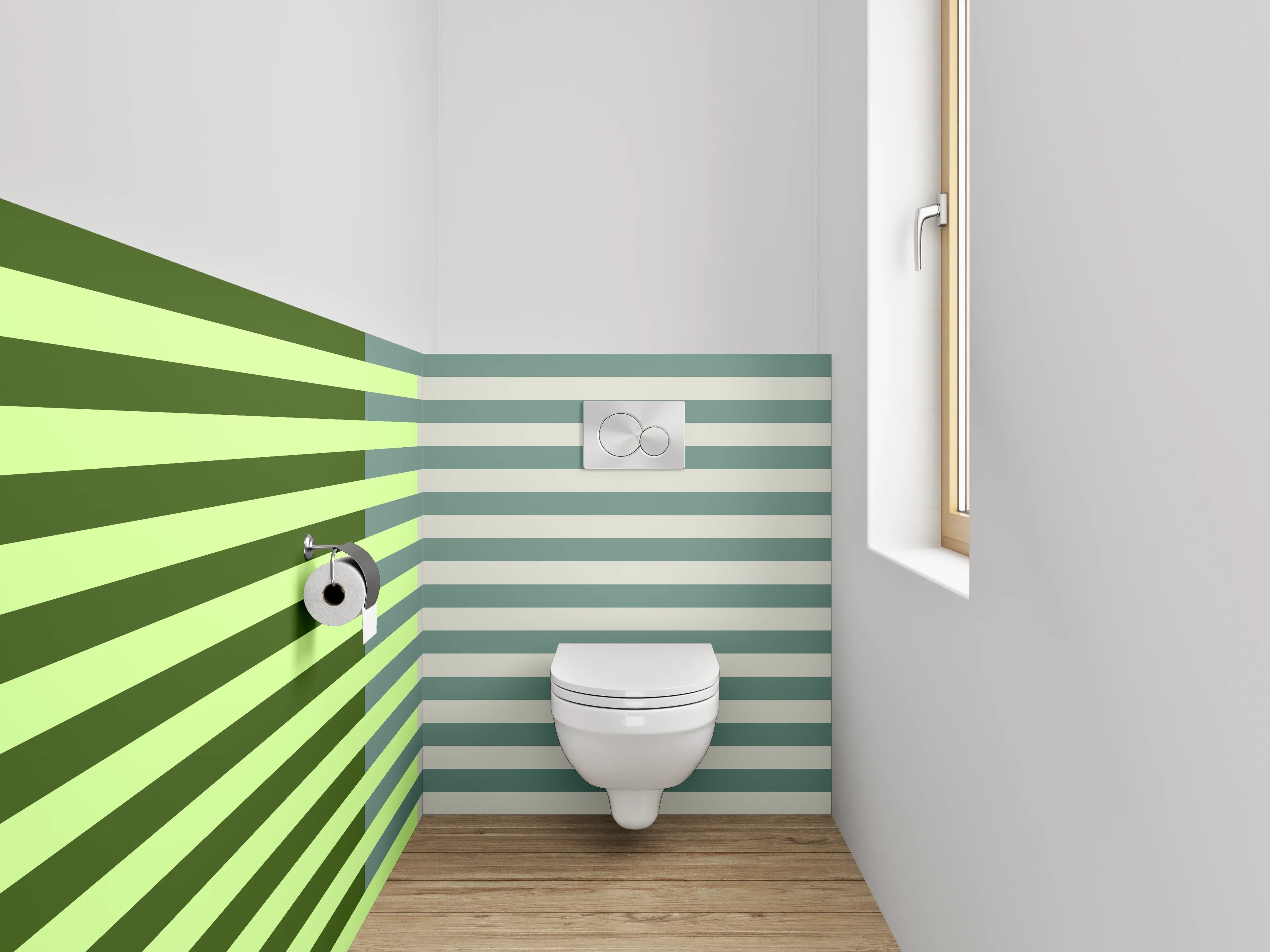 WC-Rückwand - Streifenmuster in Grüntönen modern