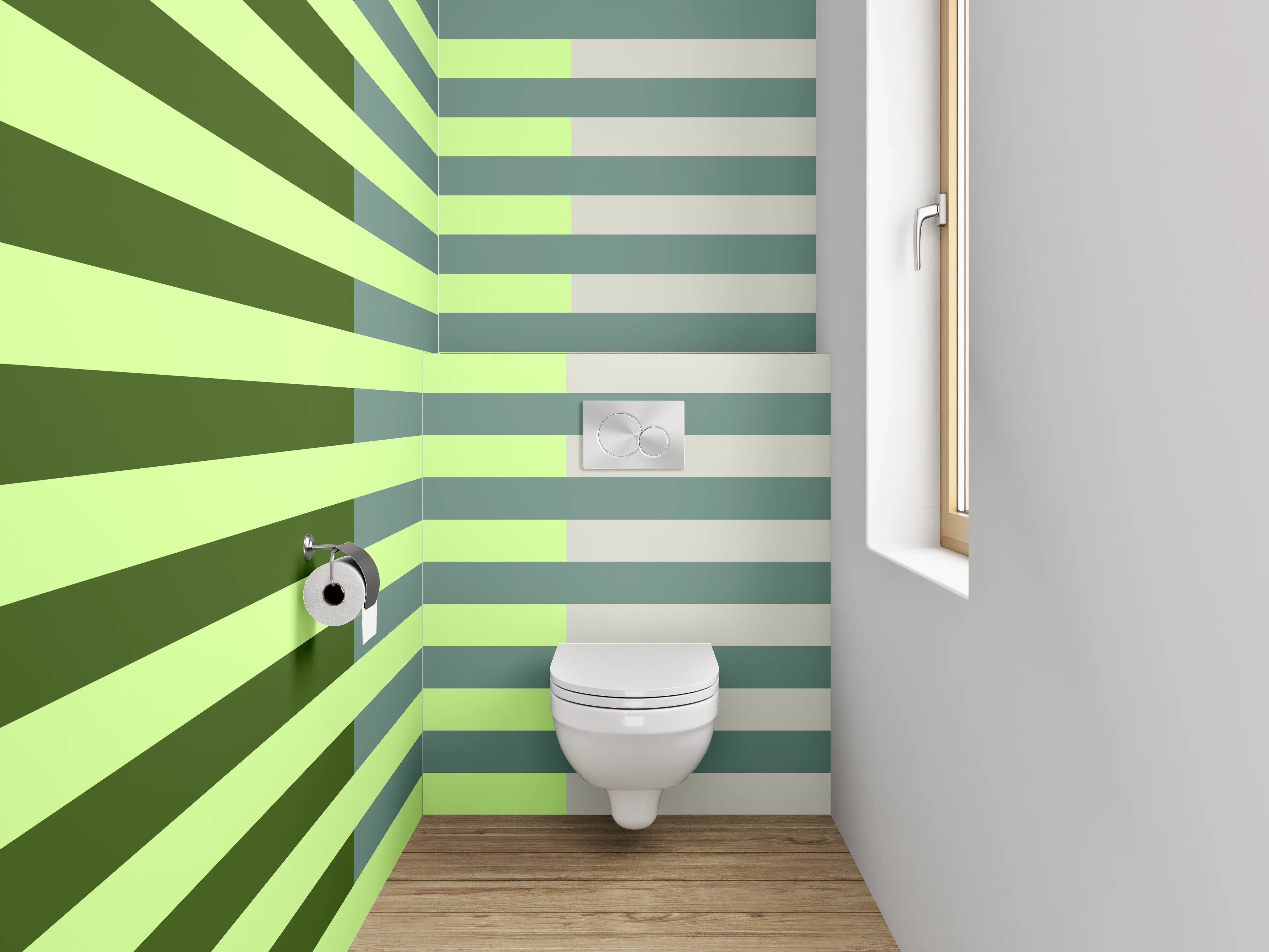 WC-Rückwand - Streifenmuster in Grüntönen modern