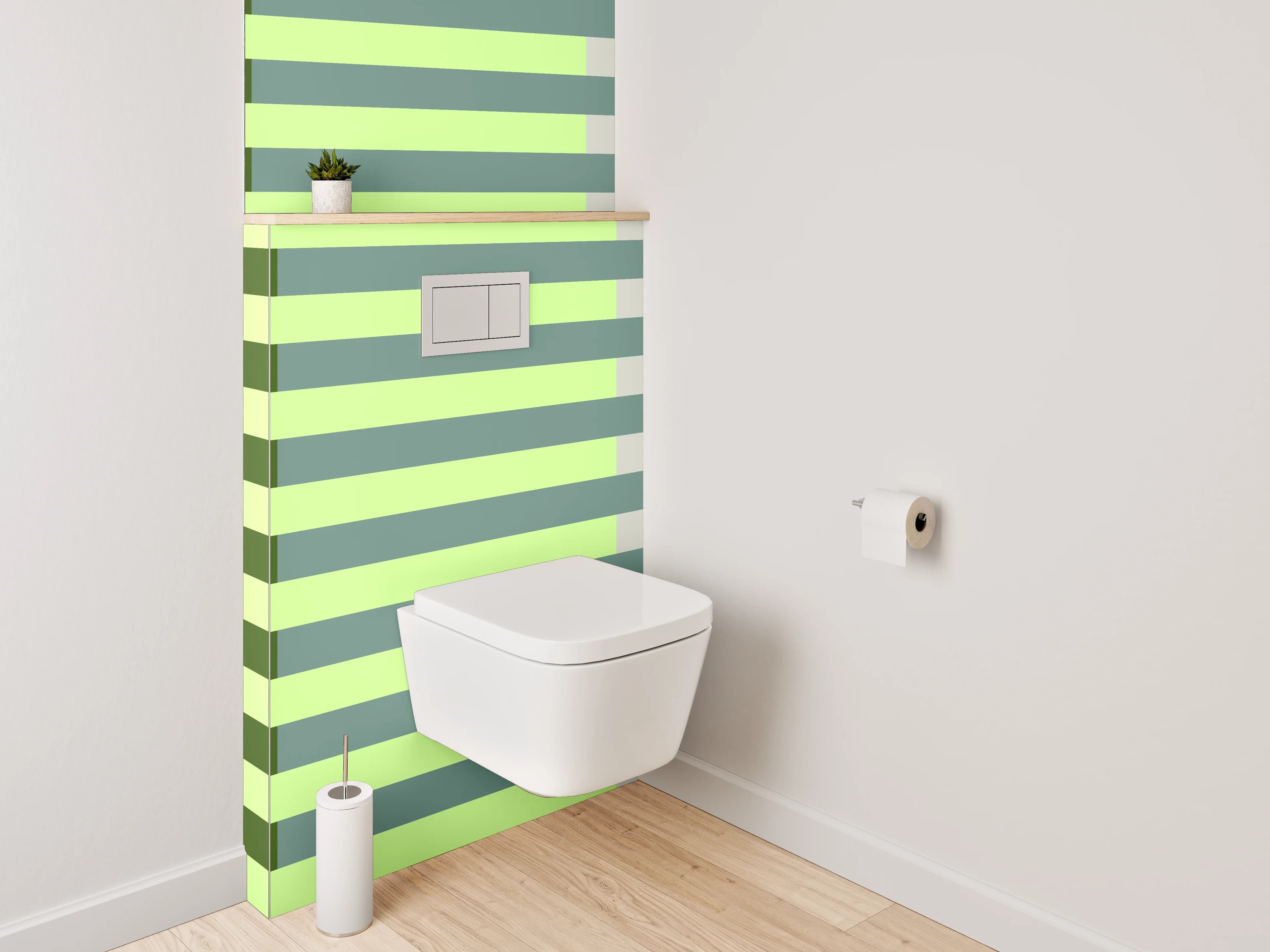 WC-Rückwand - Streifenmuster in Grüntönen modern
