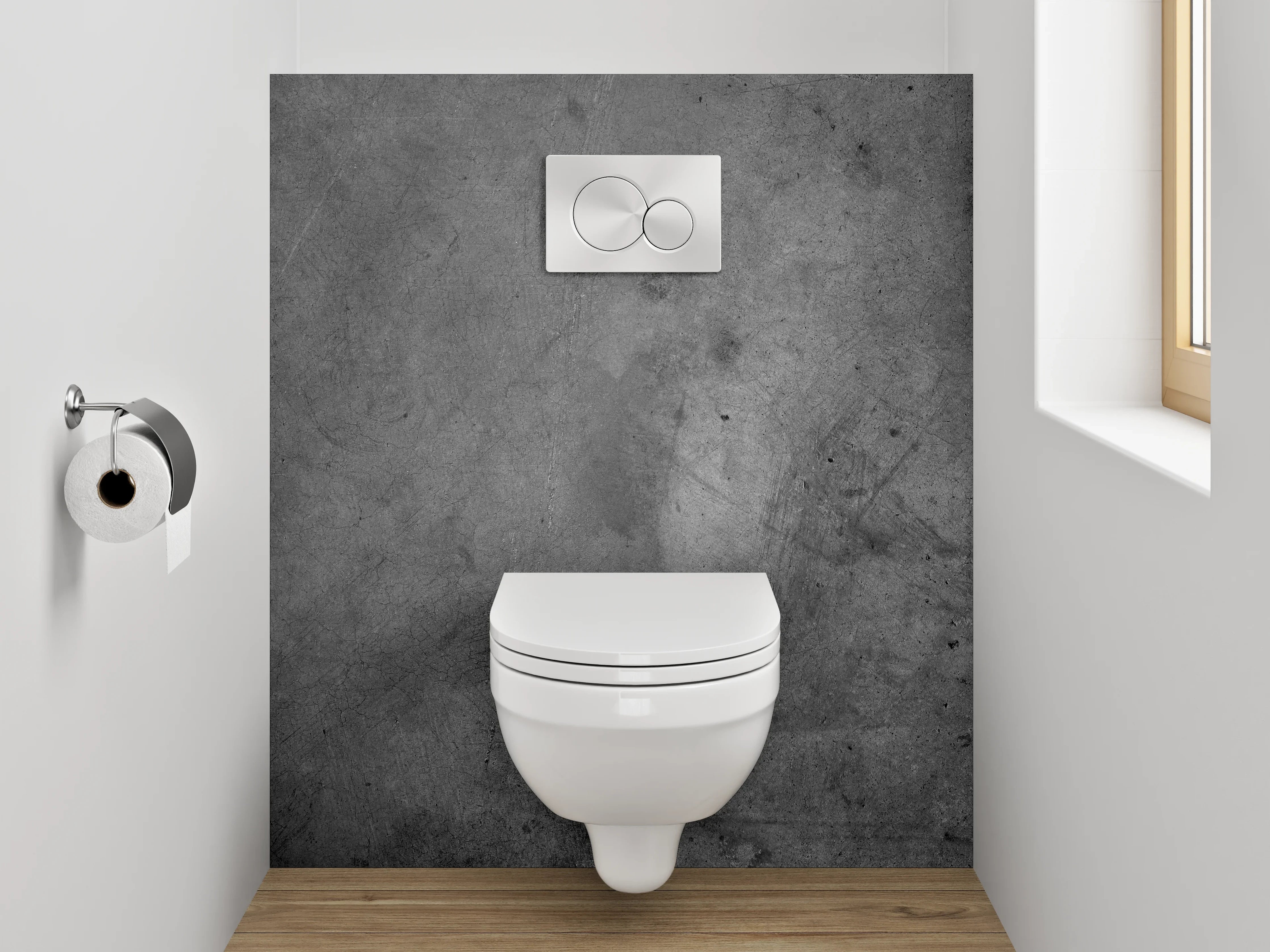 WC-Rückwand - Strukturierte Betonoptik in Grau