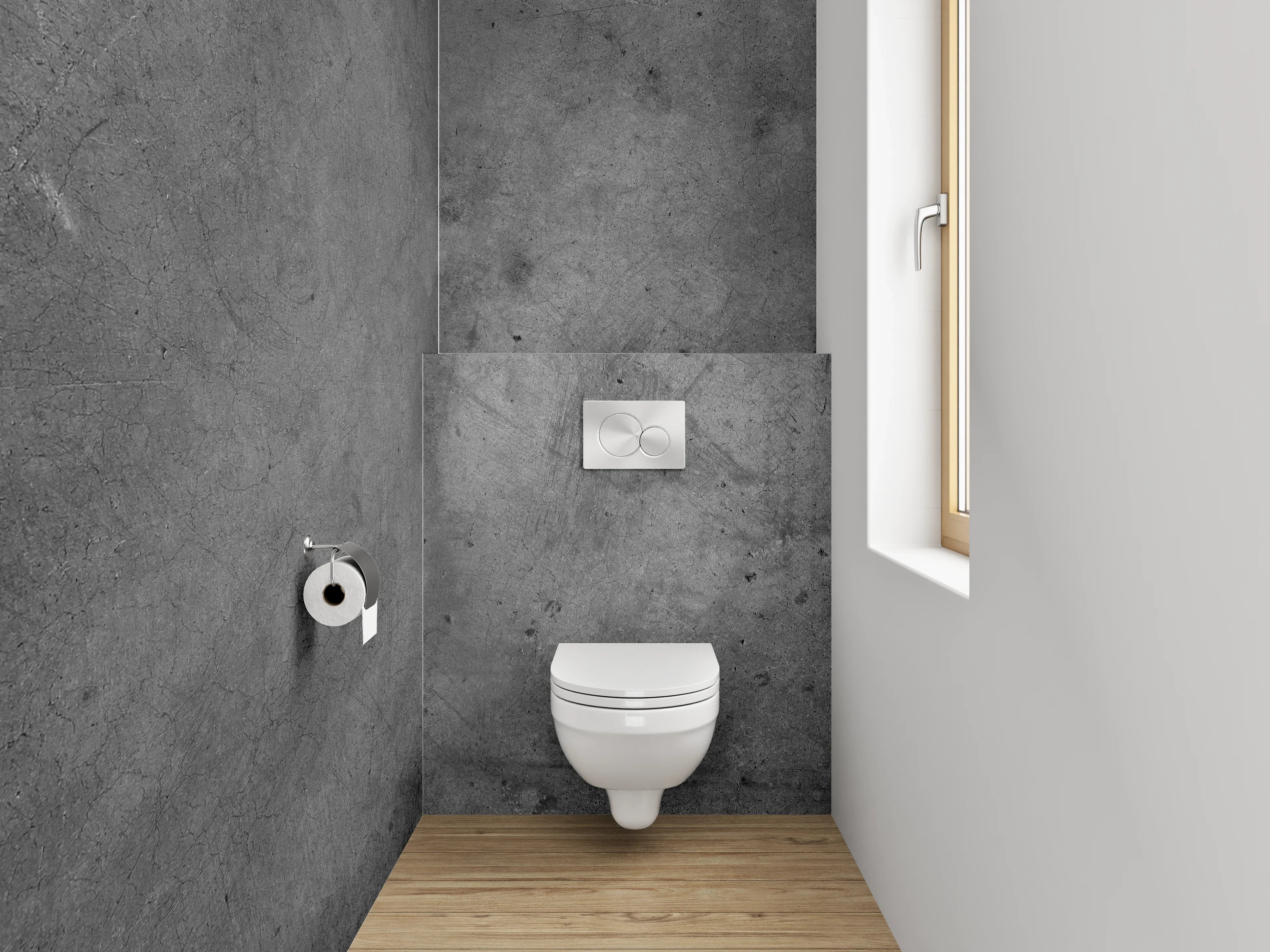 WC-Rückwand - Strukturierte Betonoptik in Grau