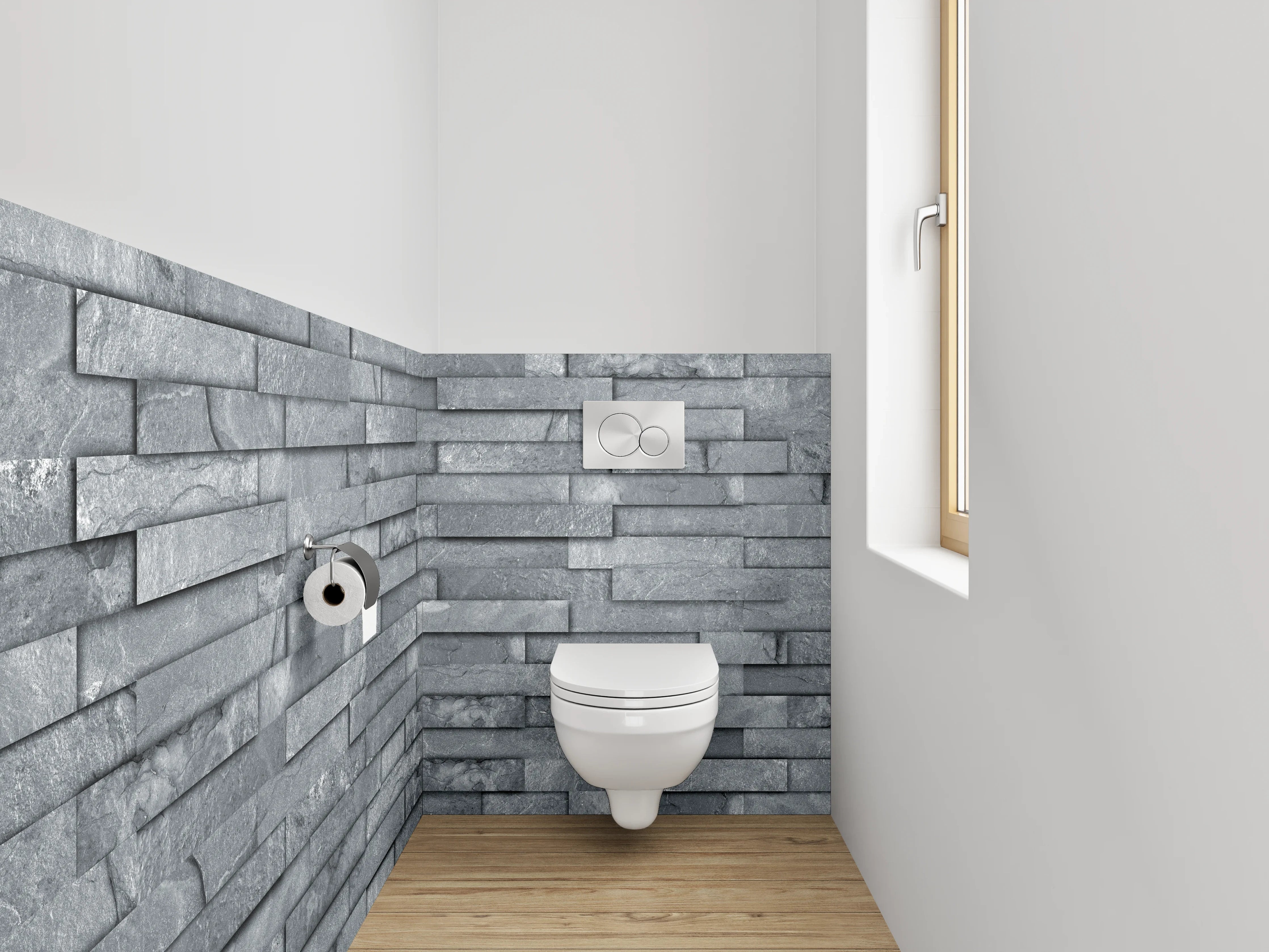 WC-Rückwand - Strukturierte Schiefer Wandoptik Grau