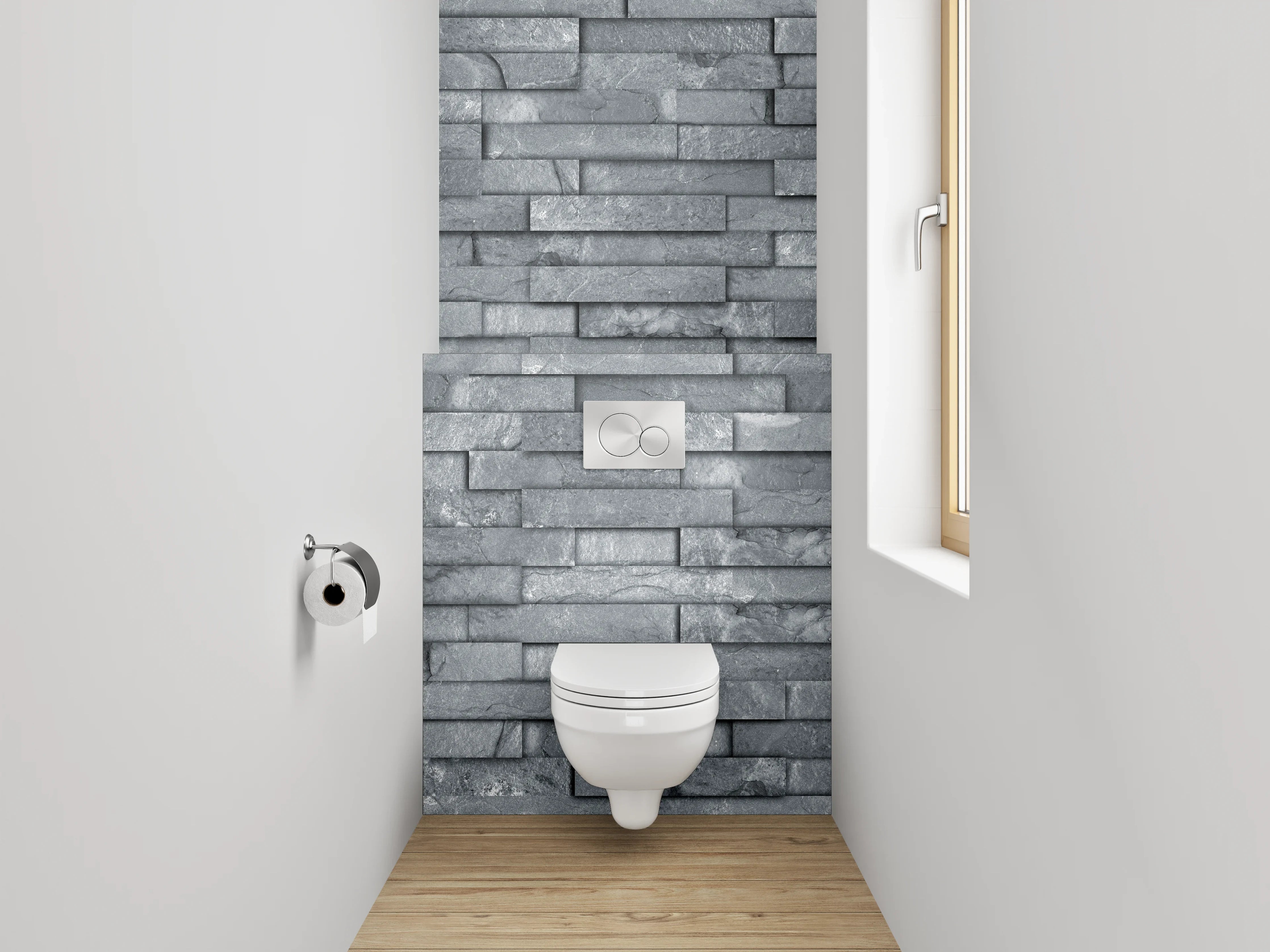 WC-Rückwand - Strukturierte Schiefer Wandoptik Grau