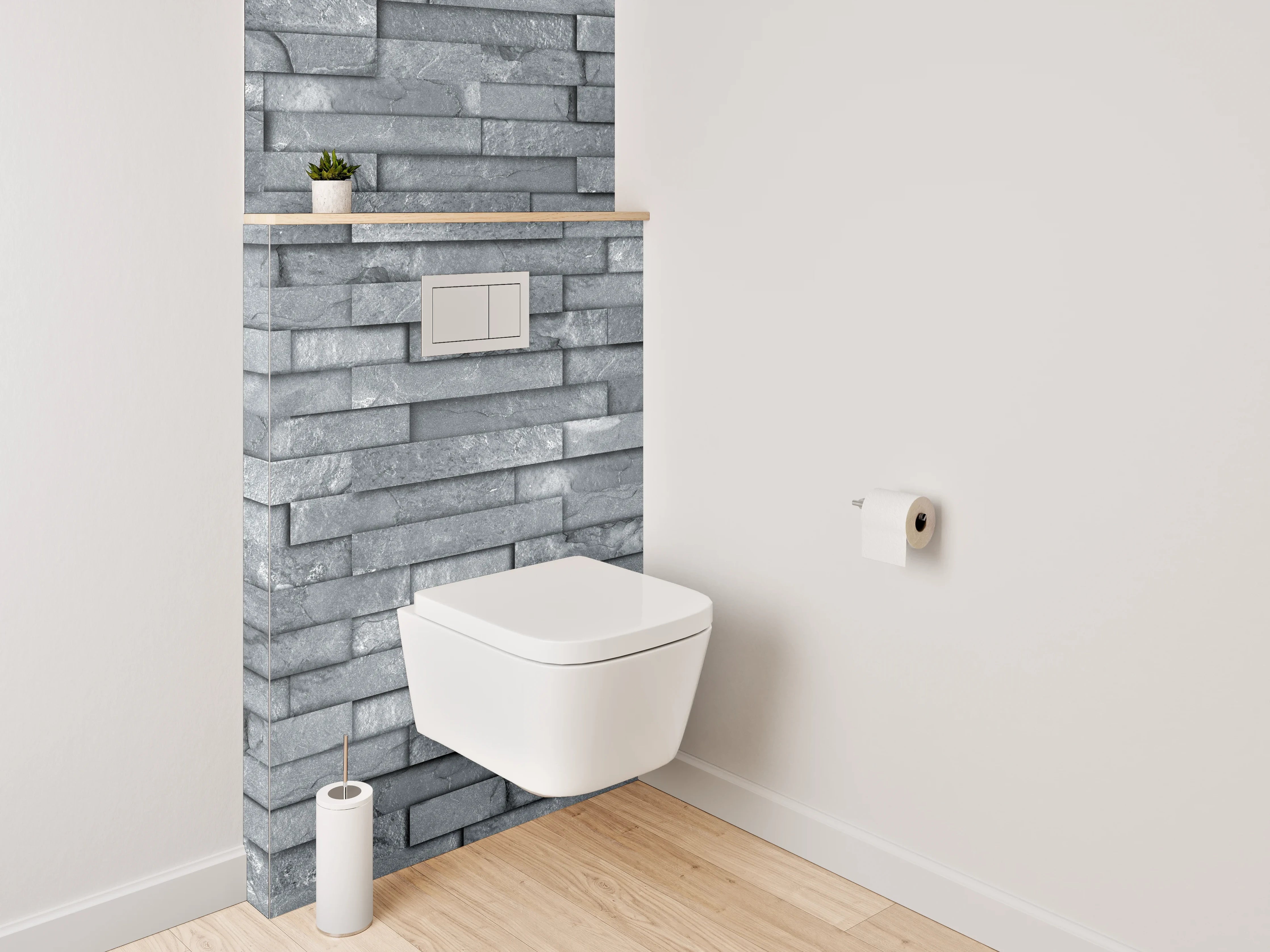 WC-Rückwand - Strukturierte Schiefer Wandoptik Grau