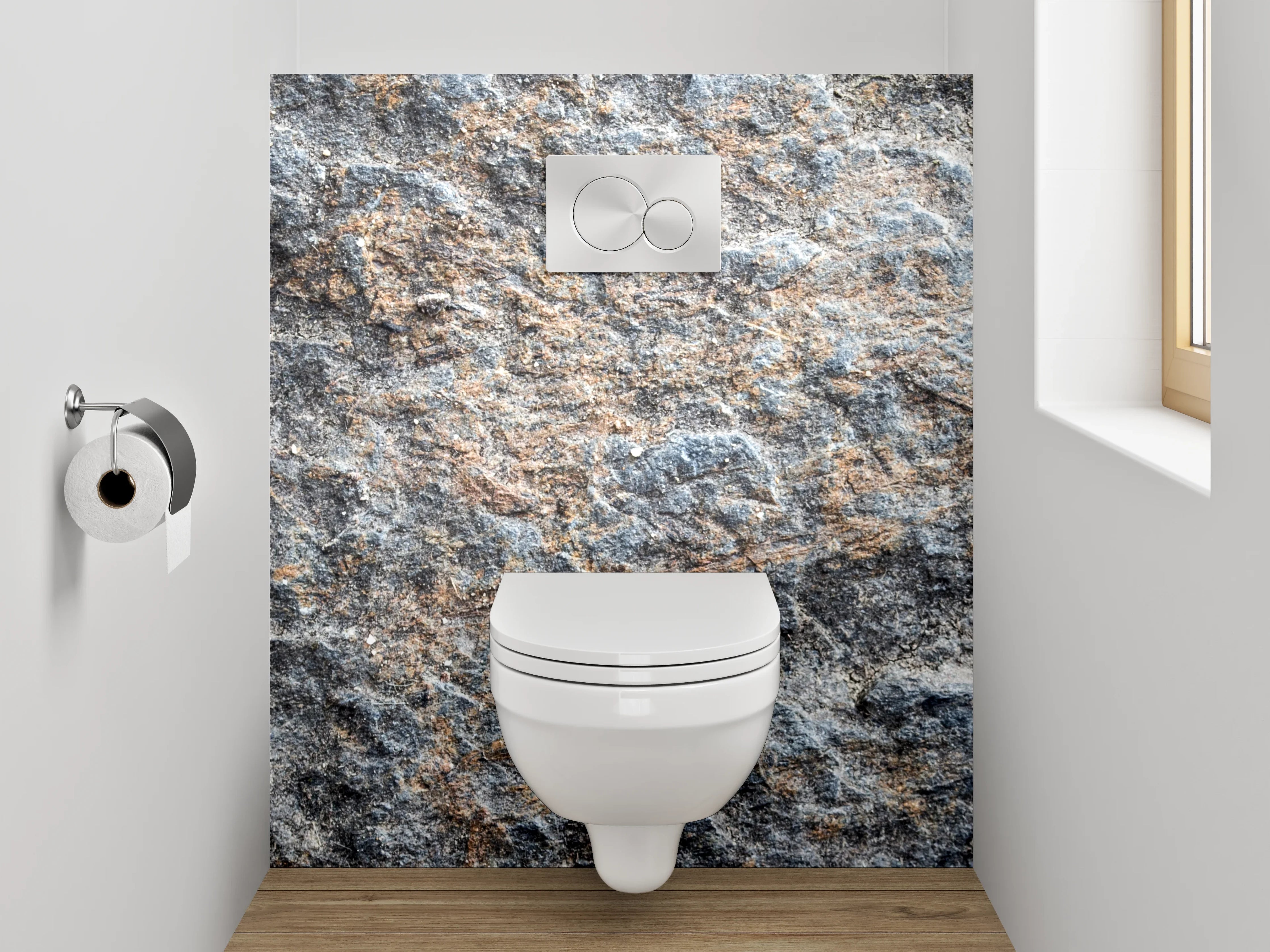 WC-Rückwand - Strukturierte Schieferstein-Oberfläche Grau-Braun