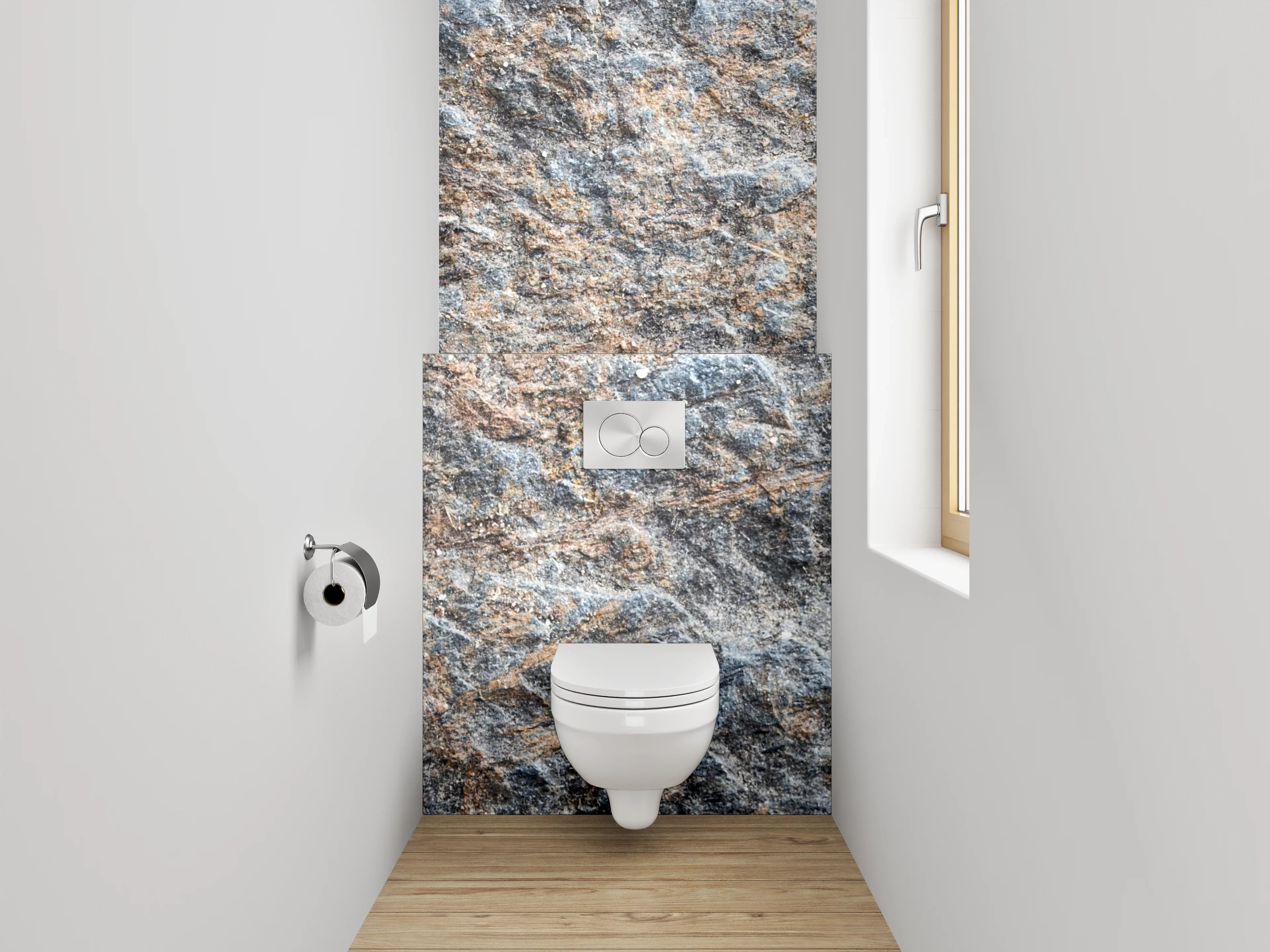 WC-Rückwand - Strukturierte Schieferstein-Oberfläche Grau-Braun