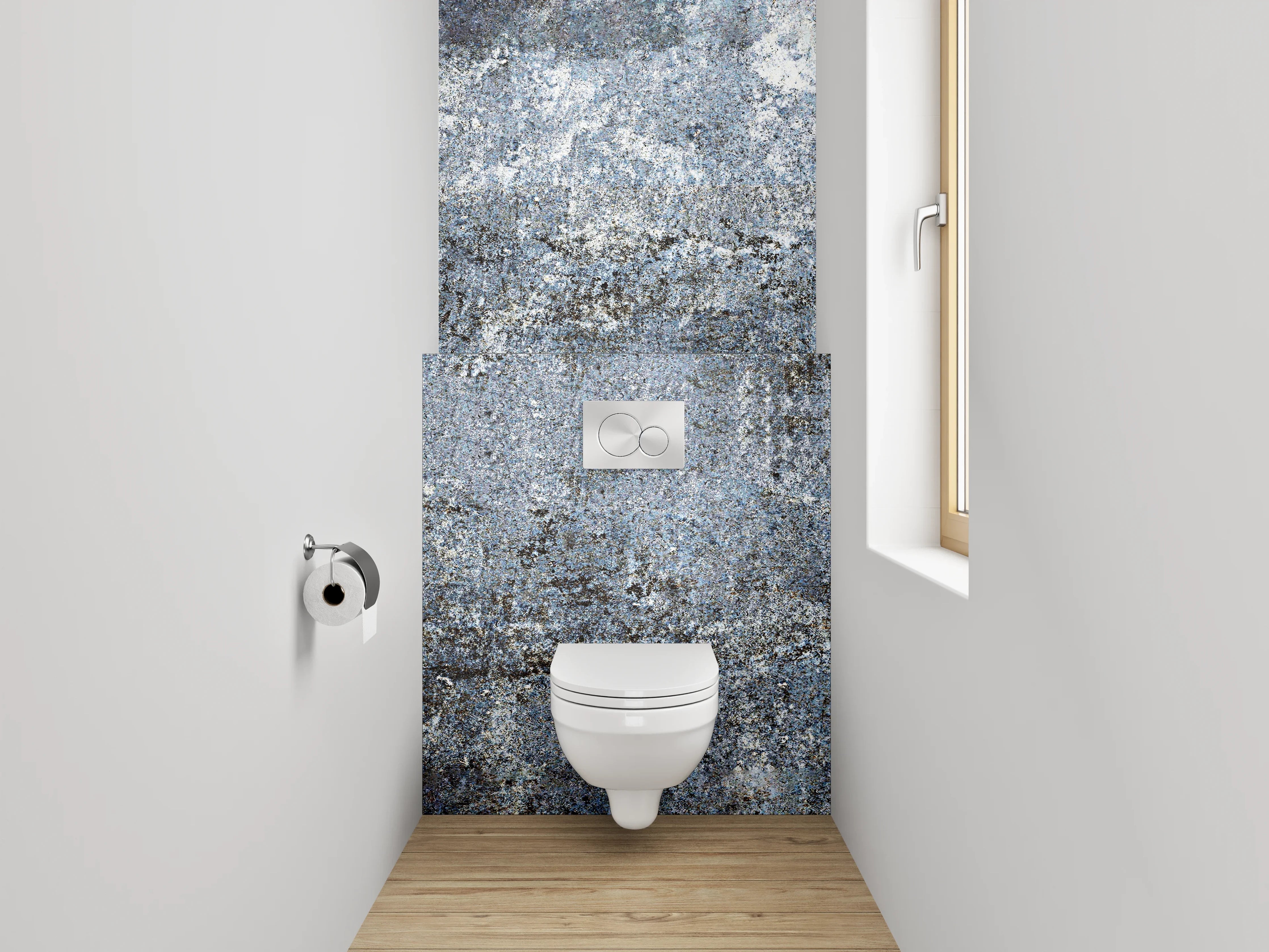 WC-Rückwand - Strukturierte Steinoptik Grau-Blau