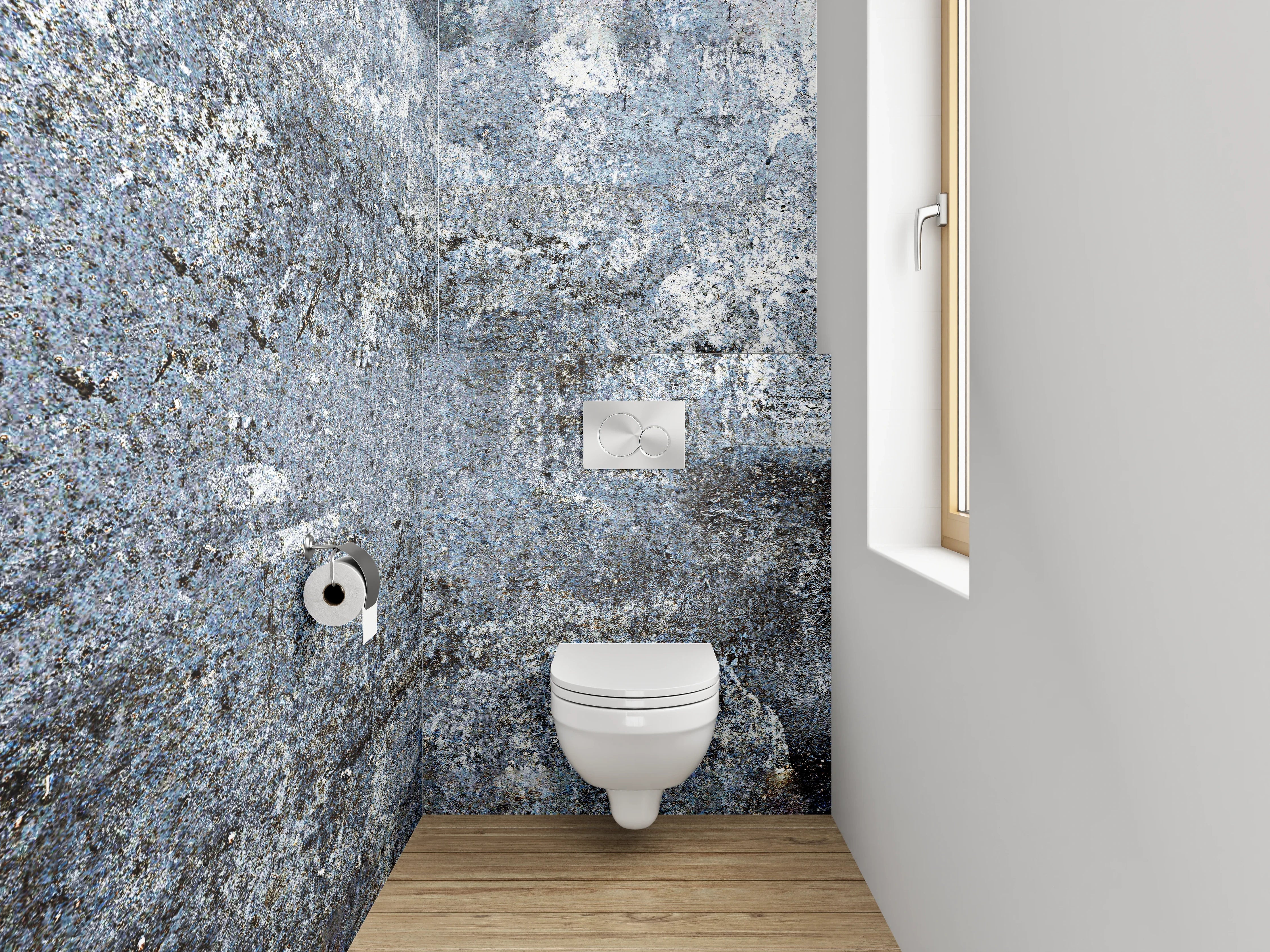 WC-Rückwand - Strukturierte Steinoptik Grau-Blau