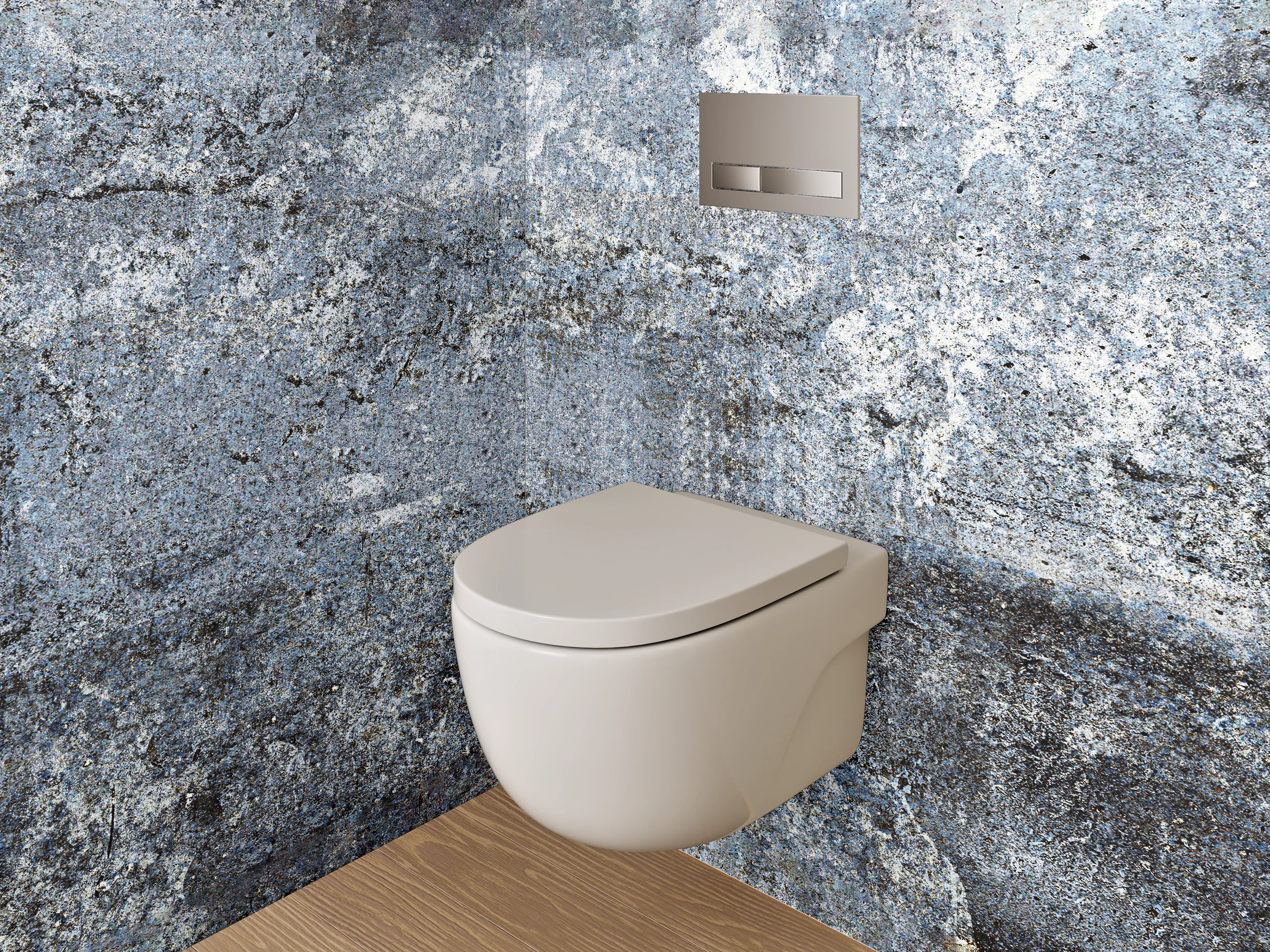 WC-Rückwand - Strukturierte Steinoptik Grau-Blau