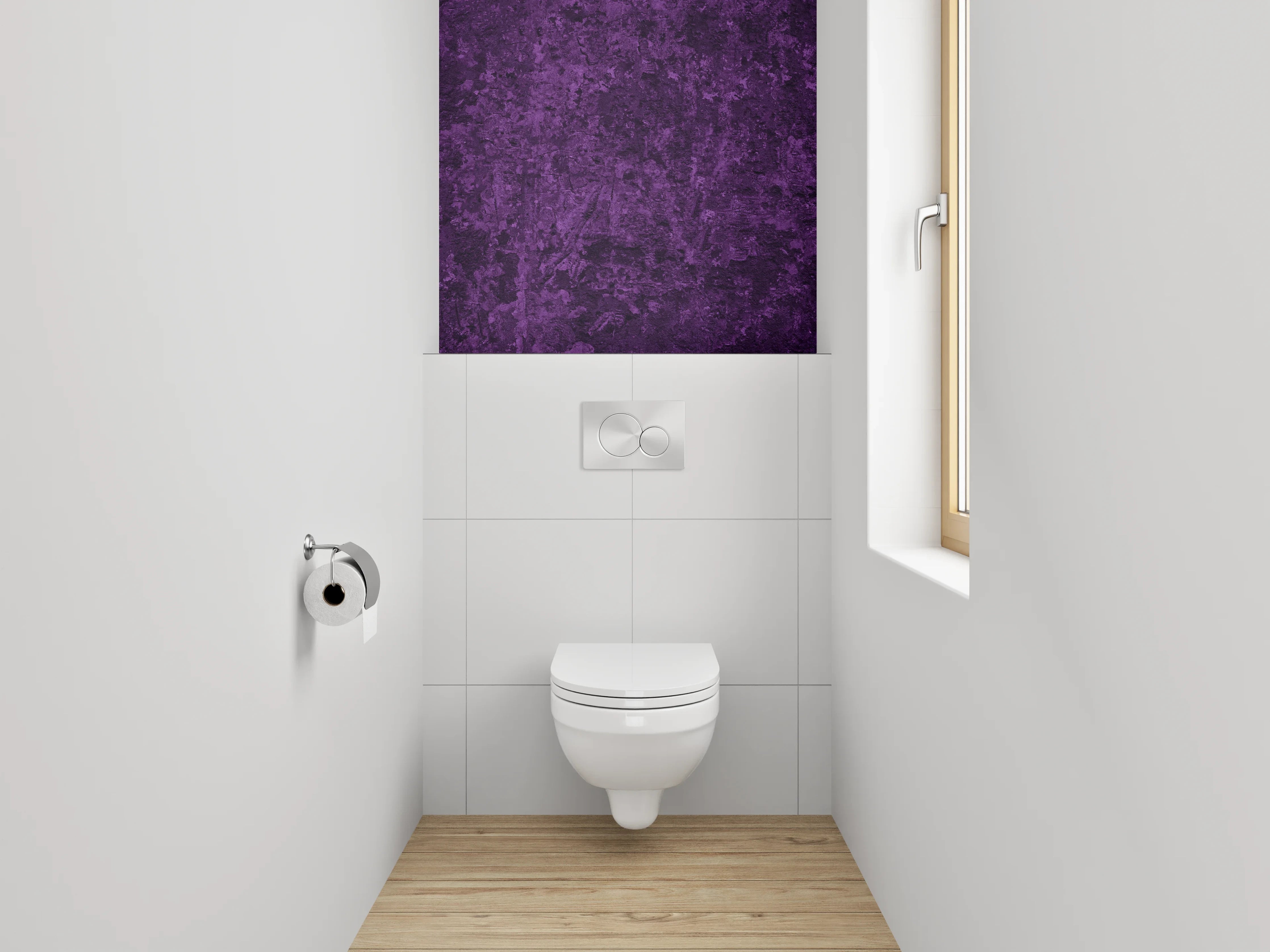 WC-Rückwand - Strukturierte lila Wandoptik
