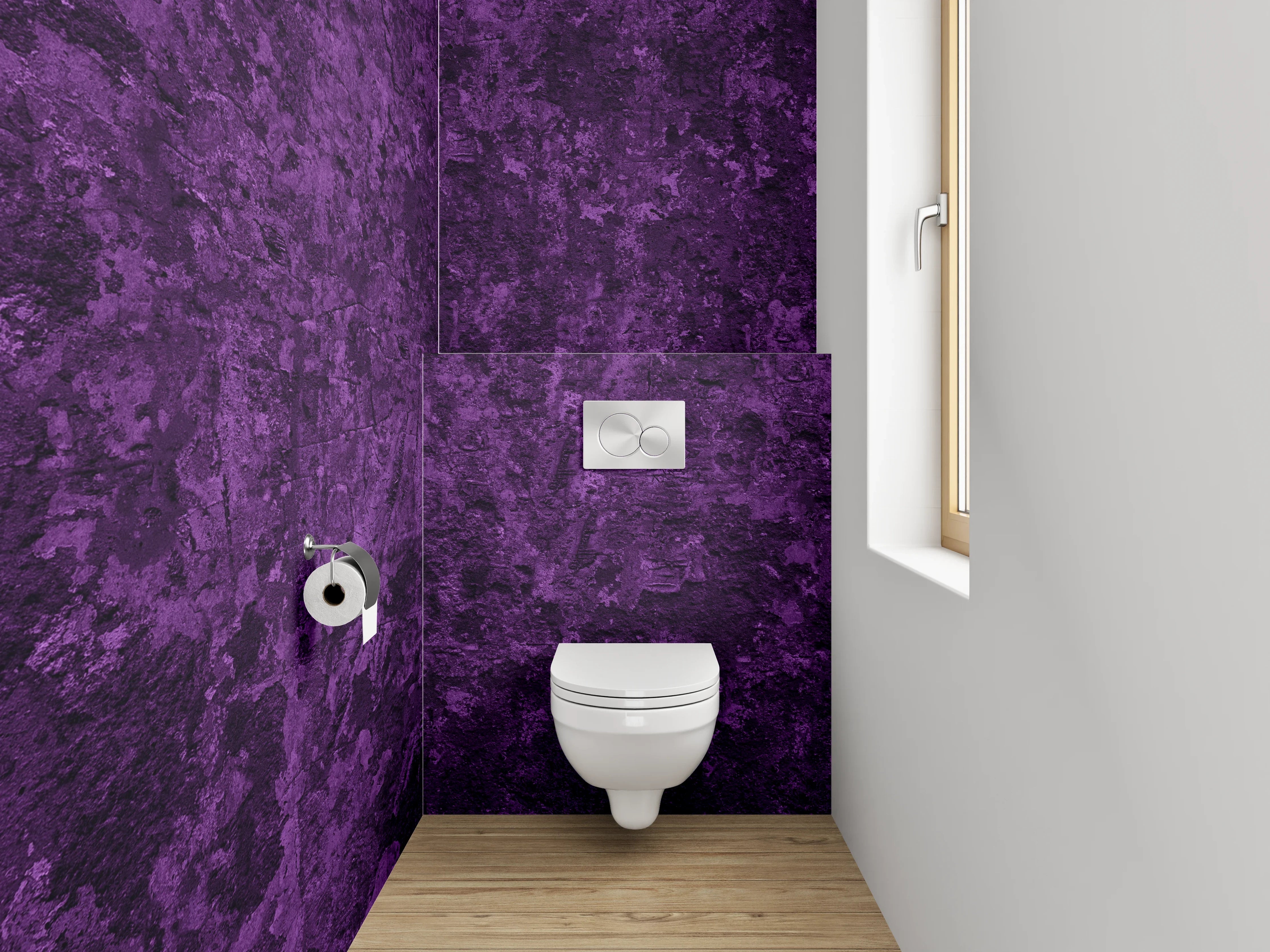 WC-Rückwand - Strukturierte lila Wandoptik